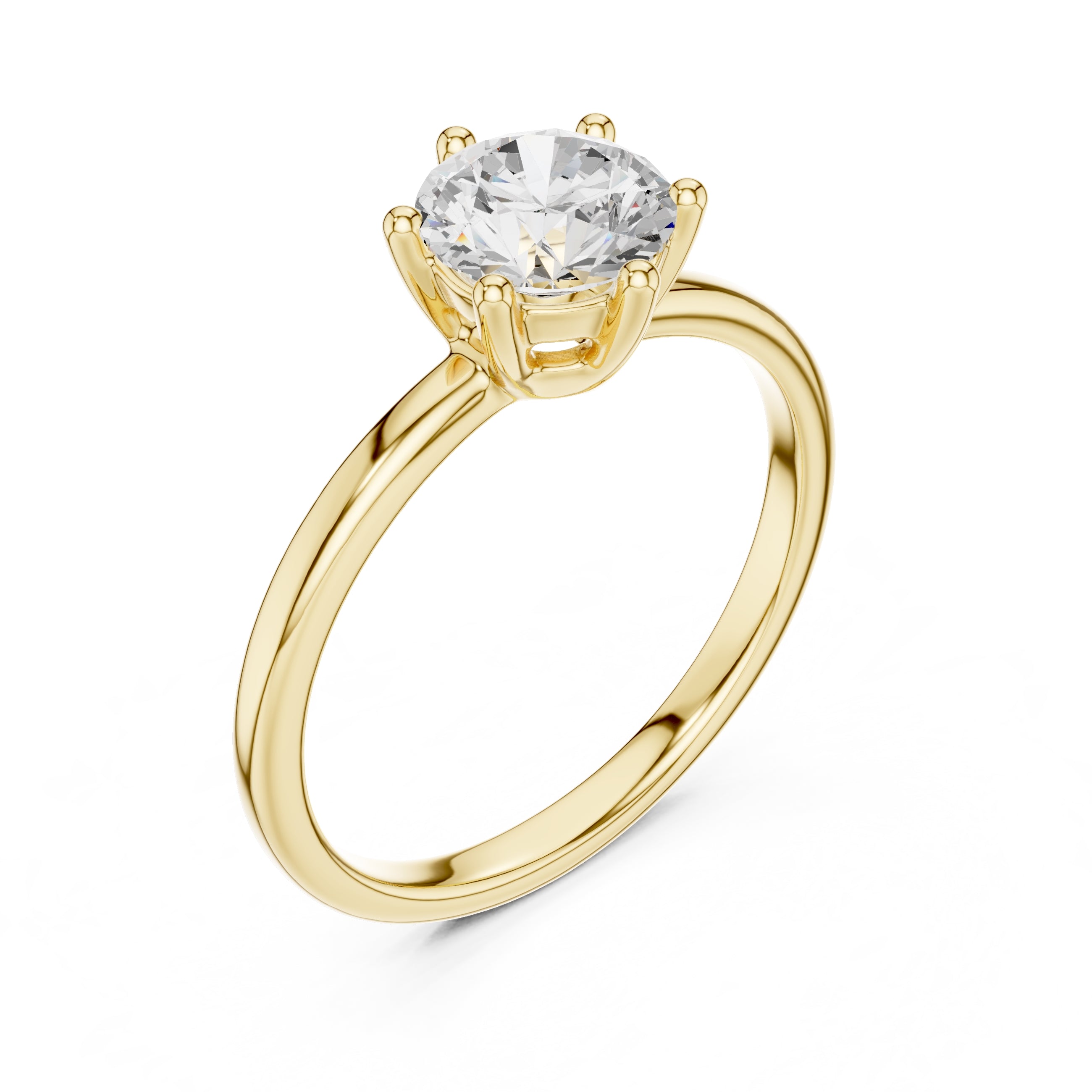 The Mia Round Diamond Ring 1ct Yellow Gold