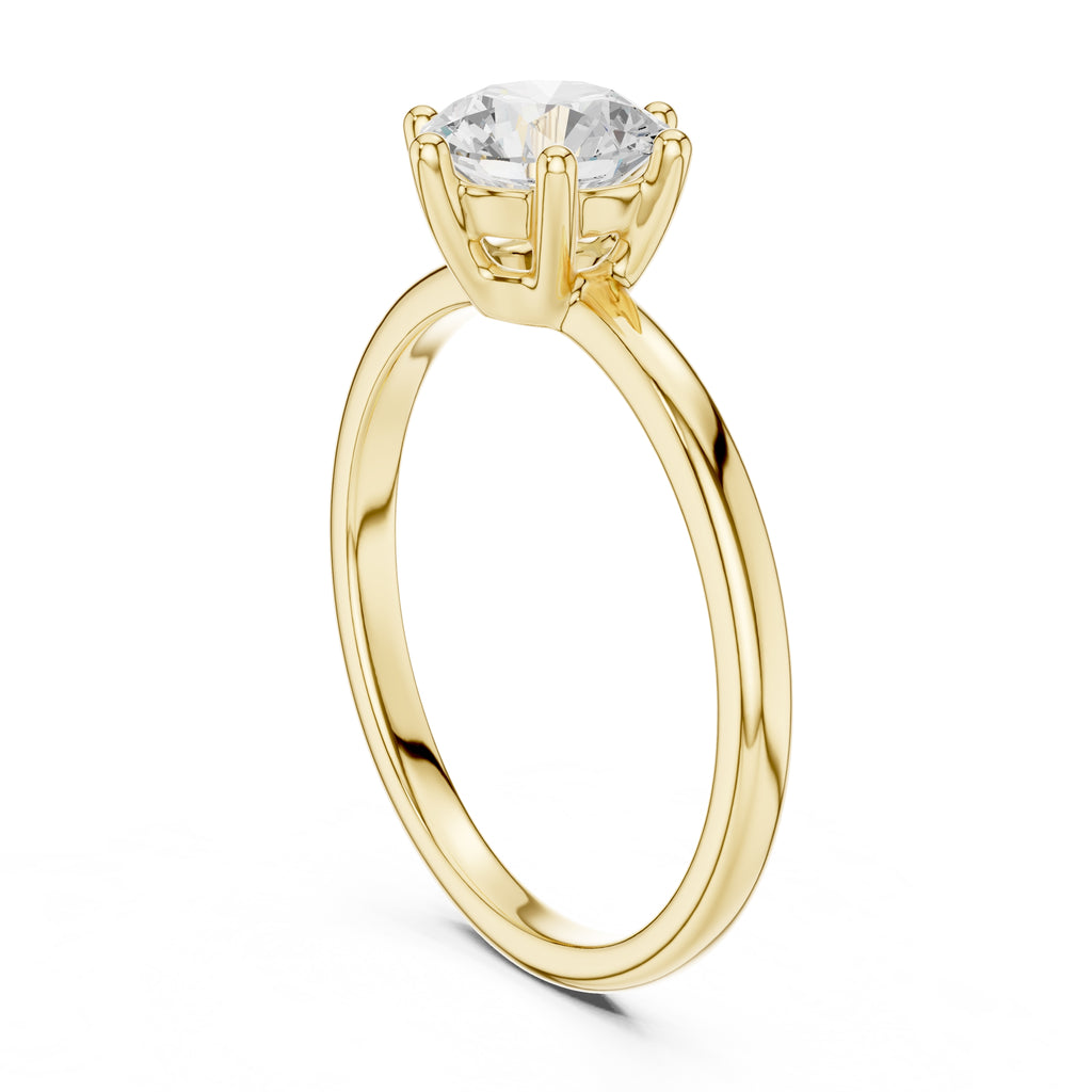 The Mia Round Diamond Ring 1ct Yellow Gold