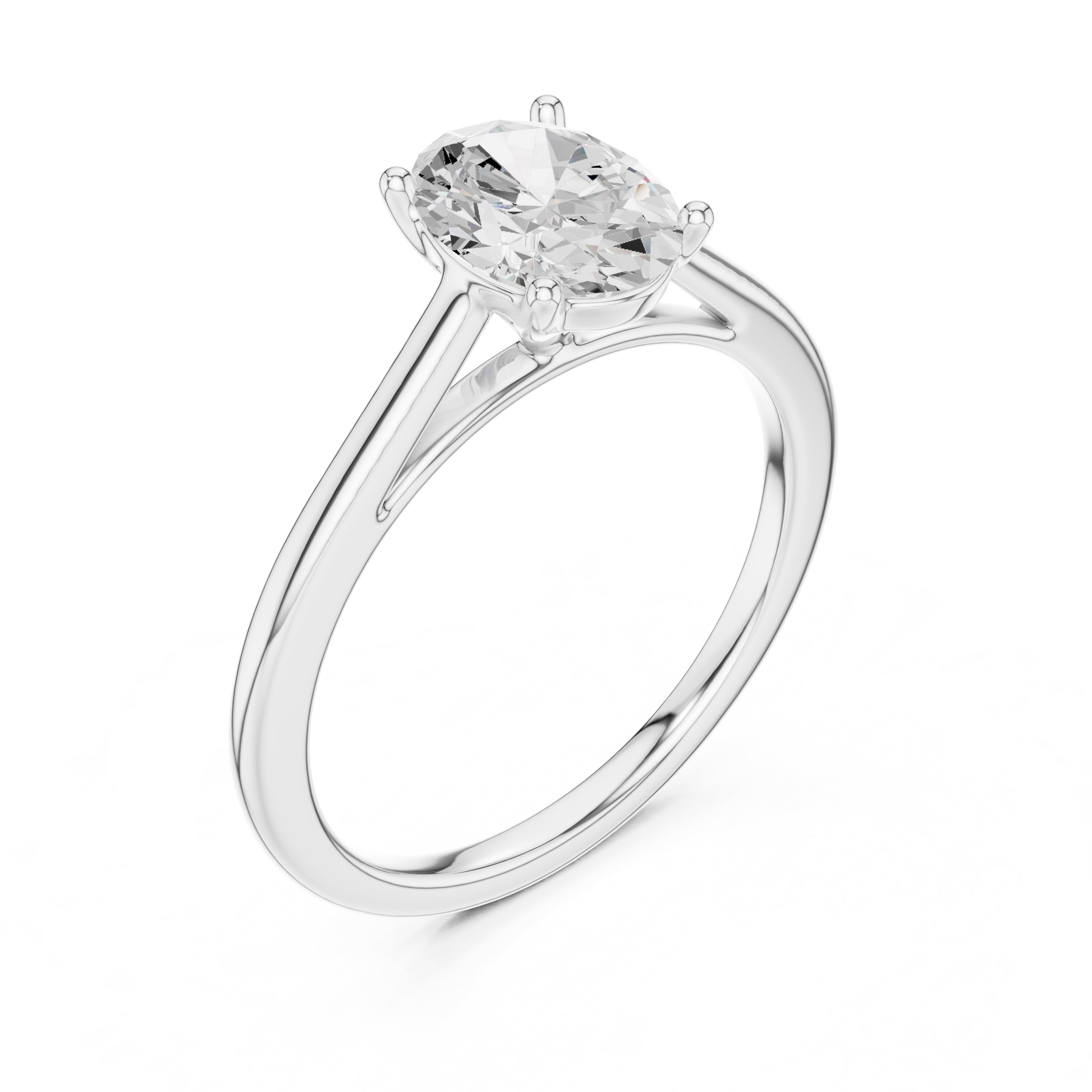 The Nora Oval Solitaire Ring 1ct White Gold