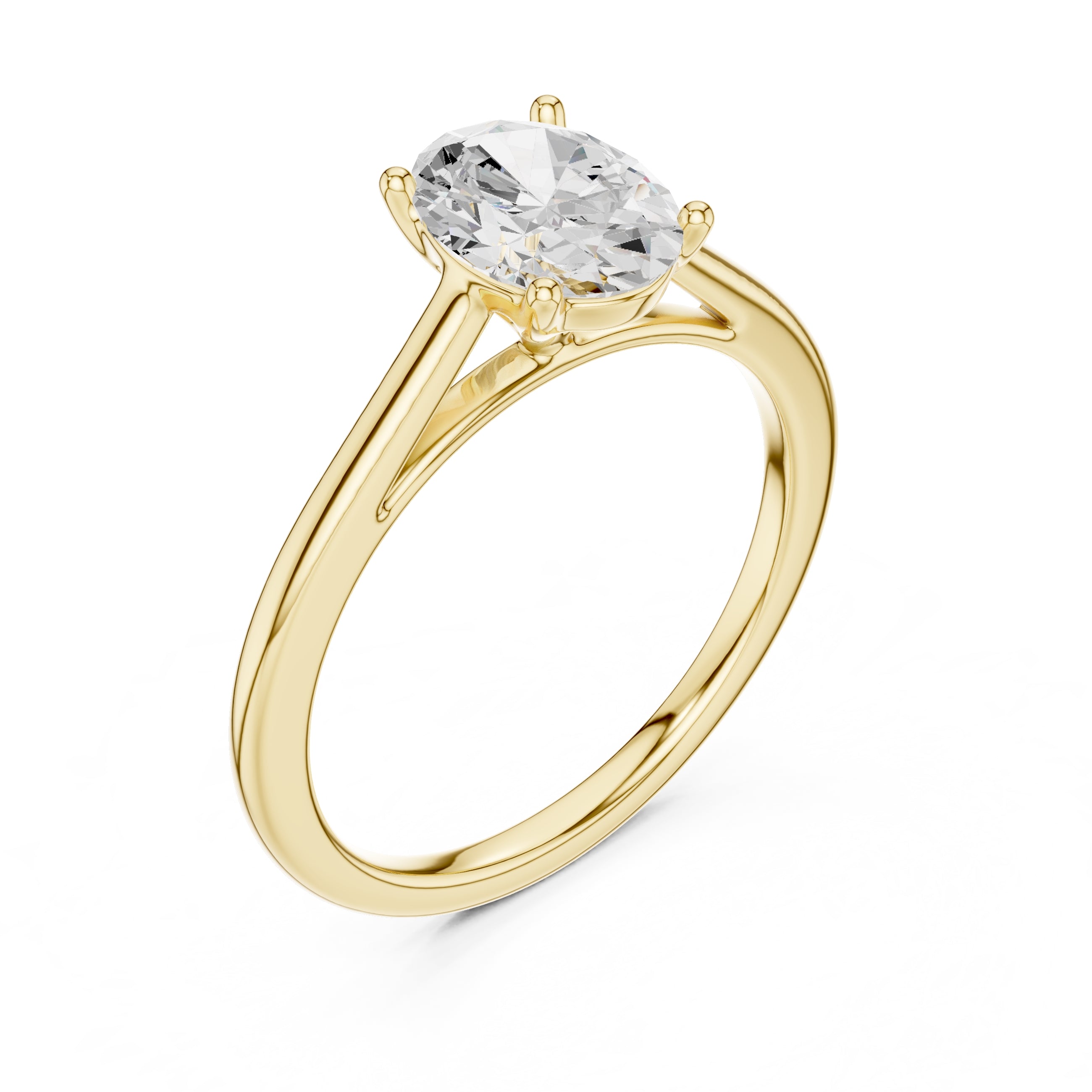 The Nora Oval Solitaire Ring 1ct Yellow Gold