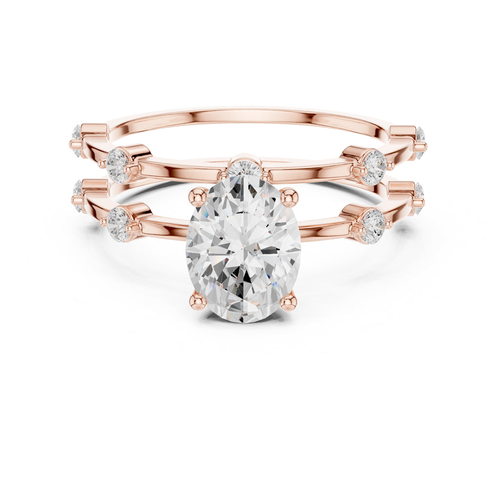 The Isla Double Band Oval 1.2ct Rose Gold