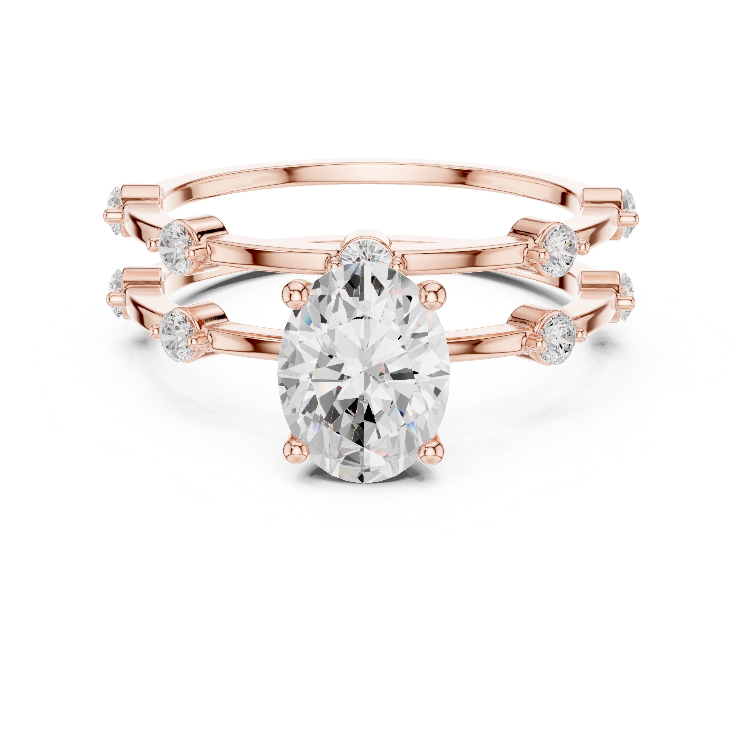 The Isla Double Band Oval 1.2ct Rose Gold