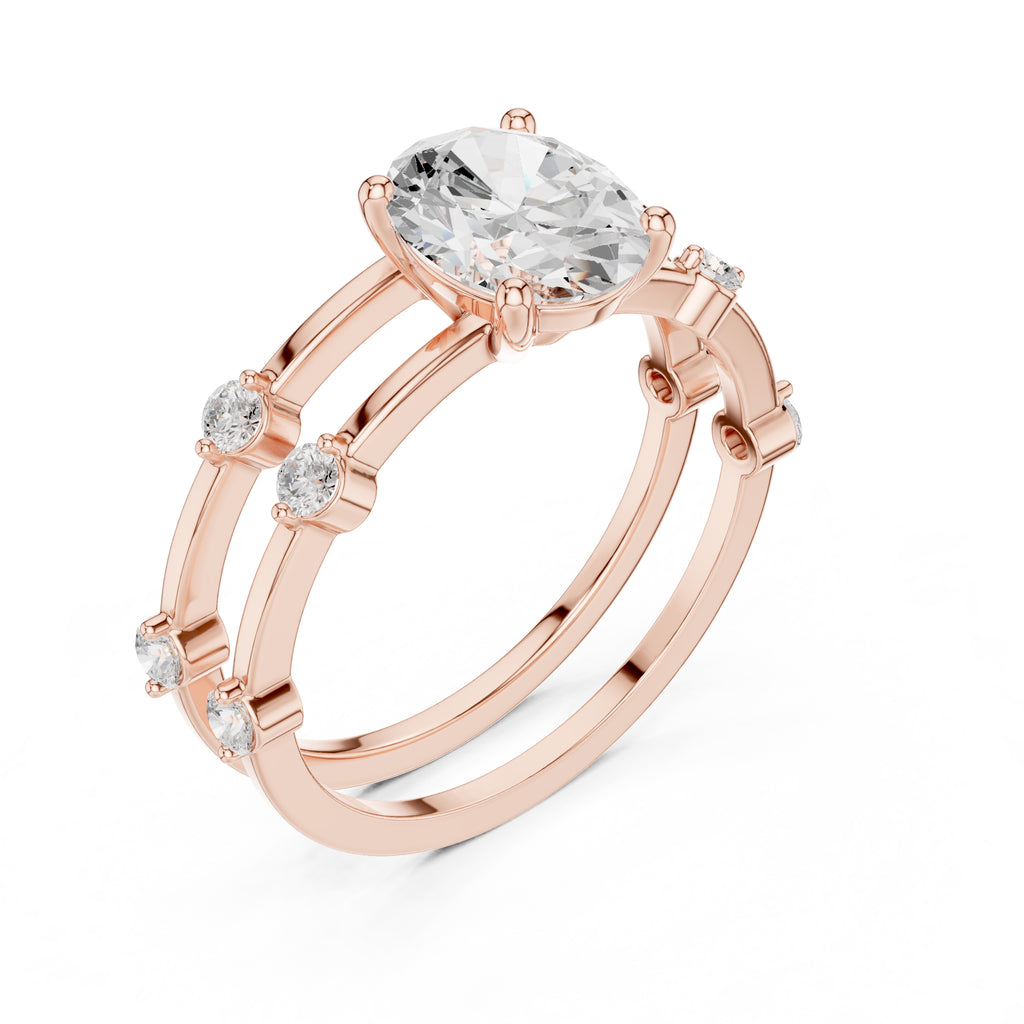 The Isla Double Band Oval 1.2ct Rose Gold