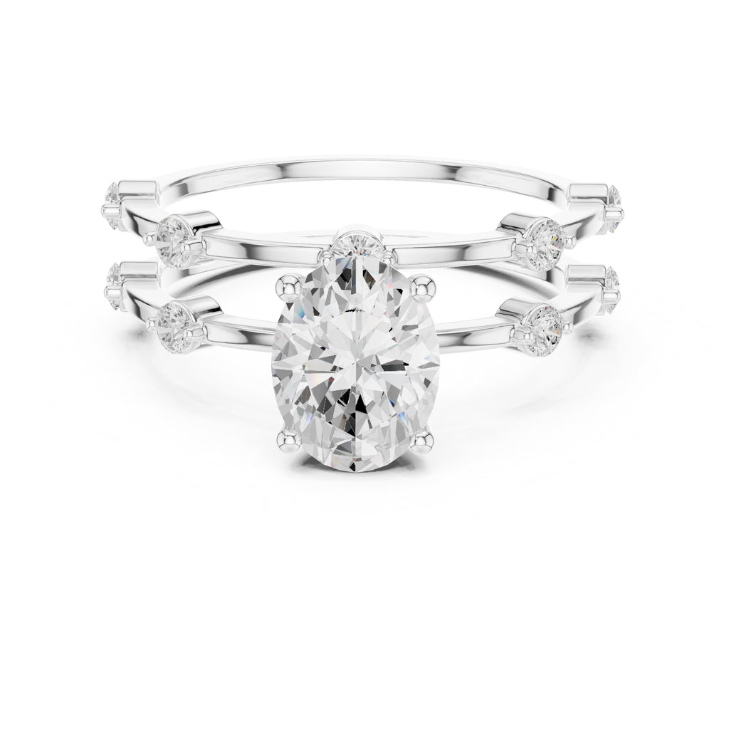 The Isla Double Band Oval 1.2ct White Gold