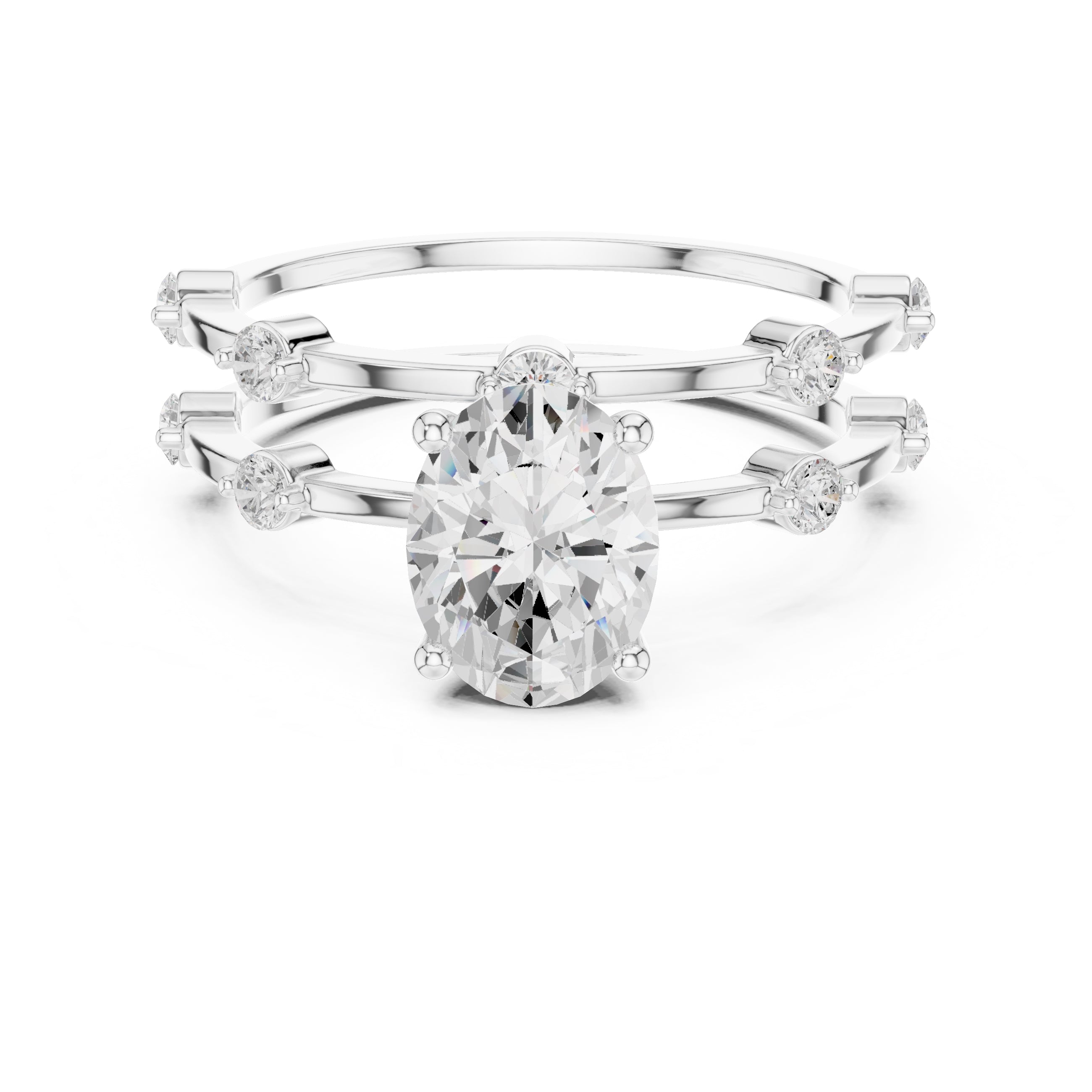 The Isla Double Band Oval 1.2ct White Gold