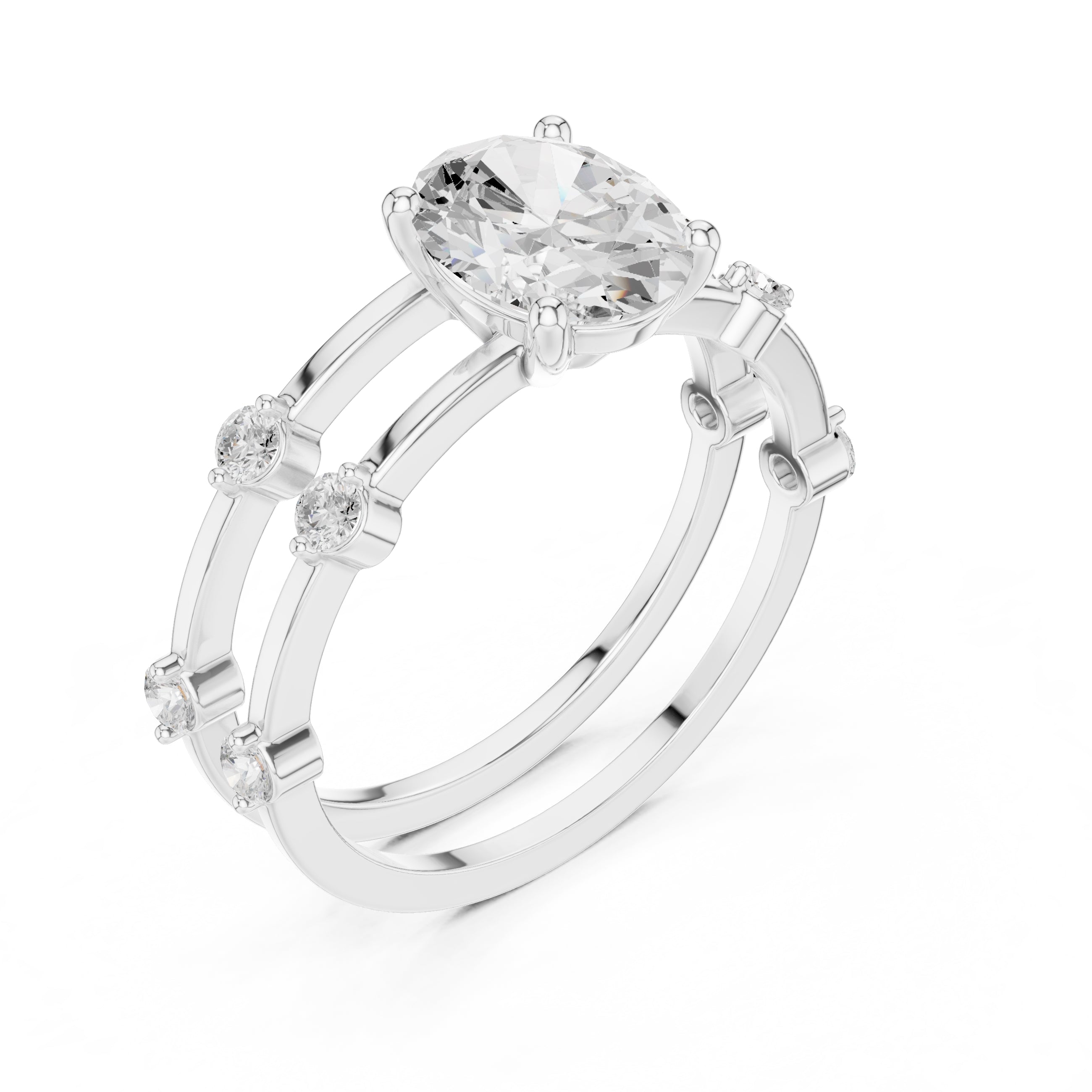 The Isla Double Band Oval 1.2ct White Gold