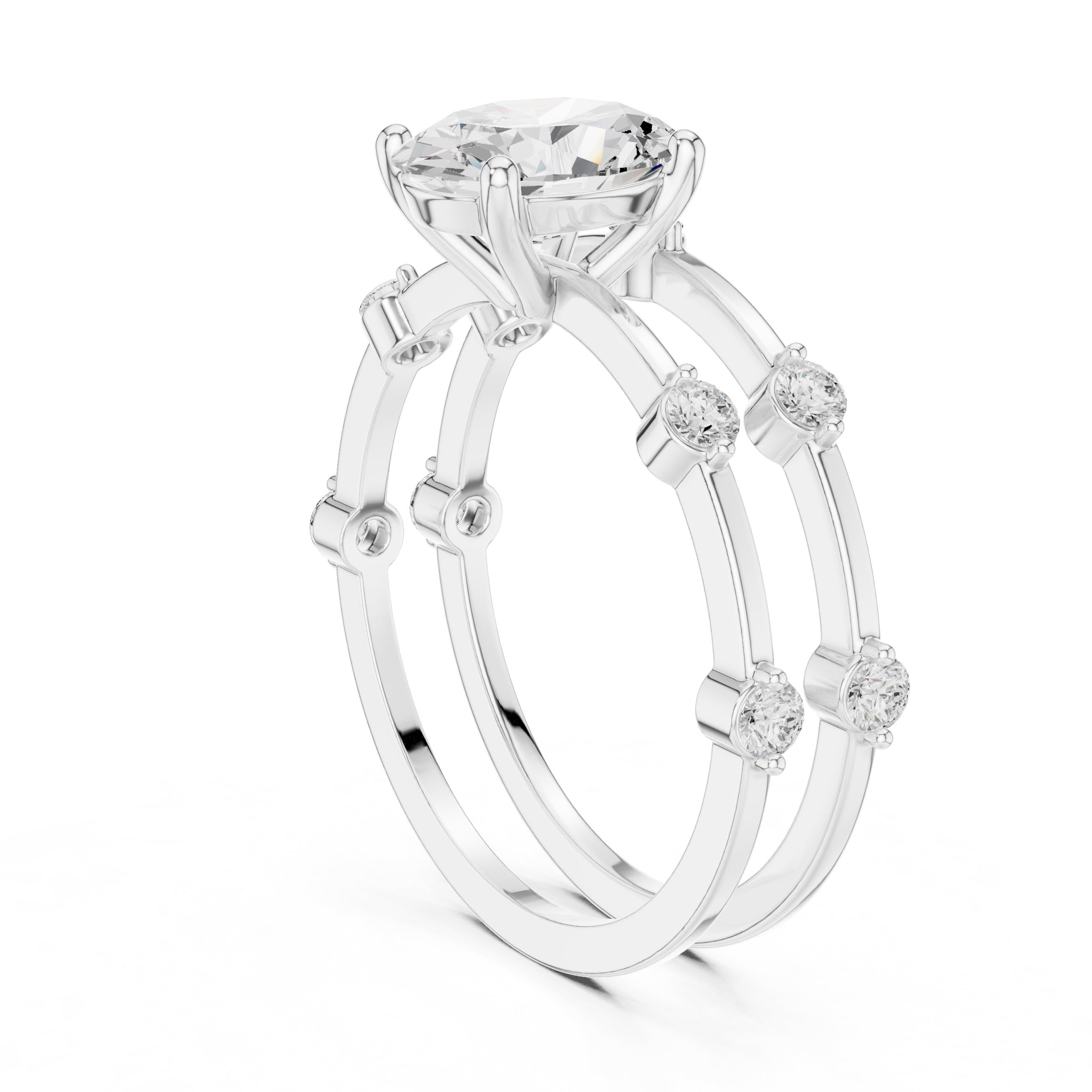 The Isla Double Band Oval 1.2ct White Gold