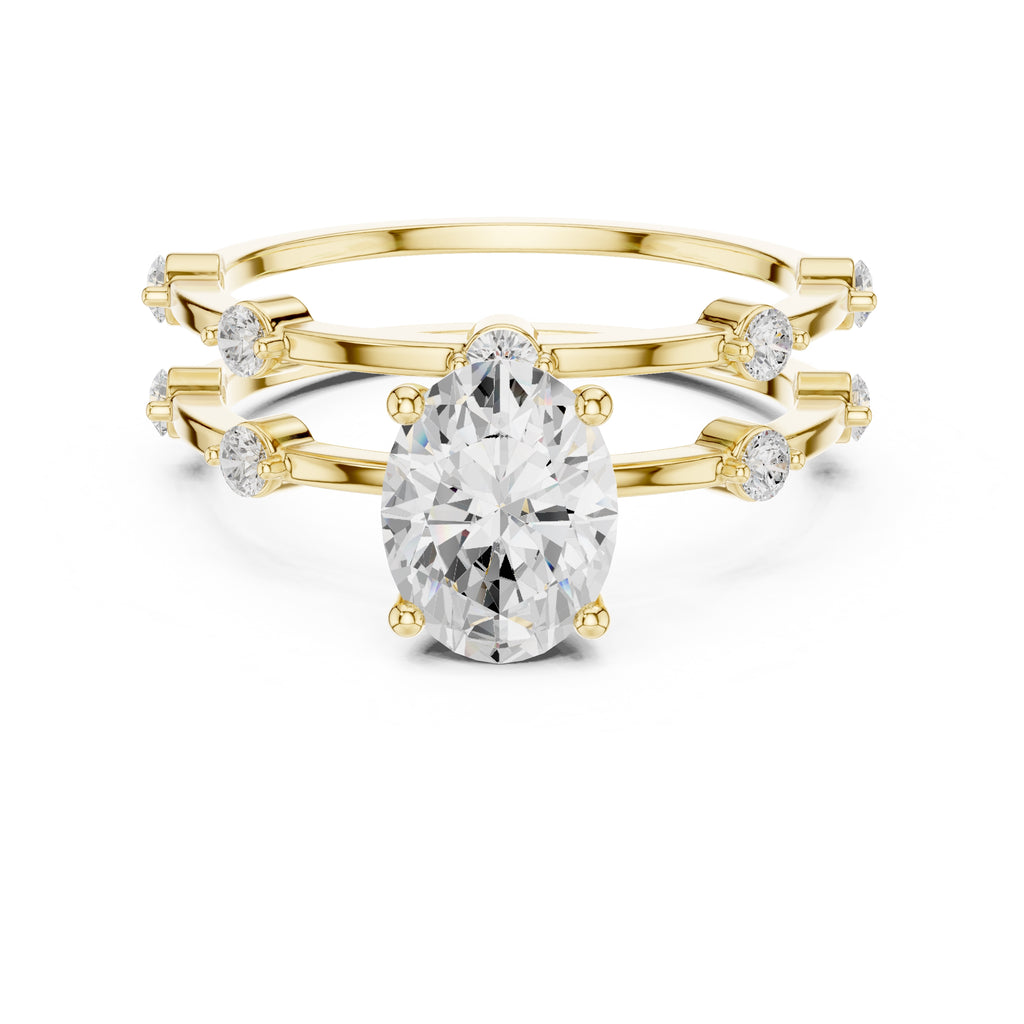 The Isla Double Band Oval 1.2ct Yellow Gold