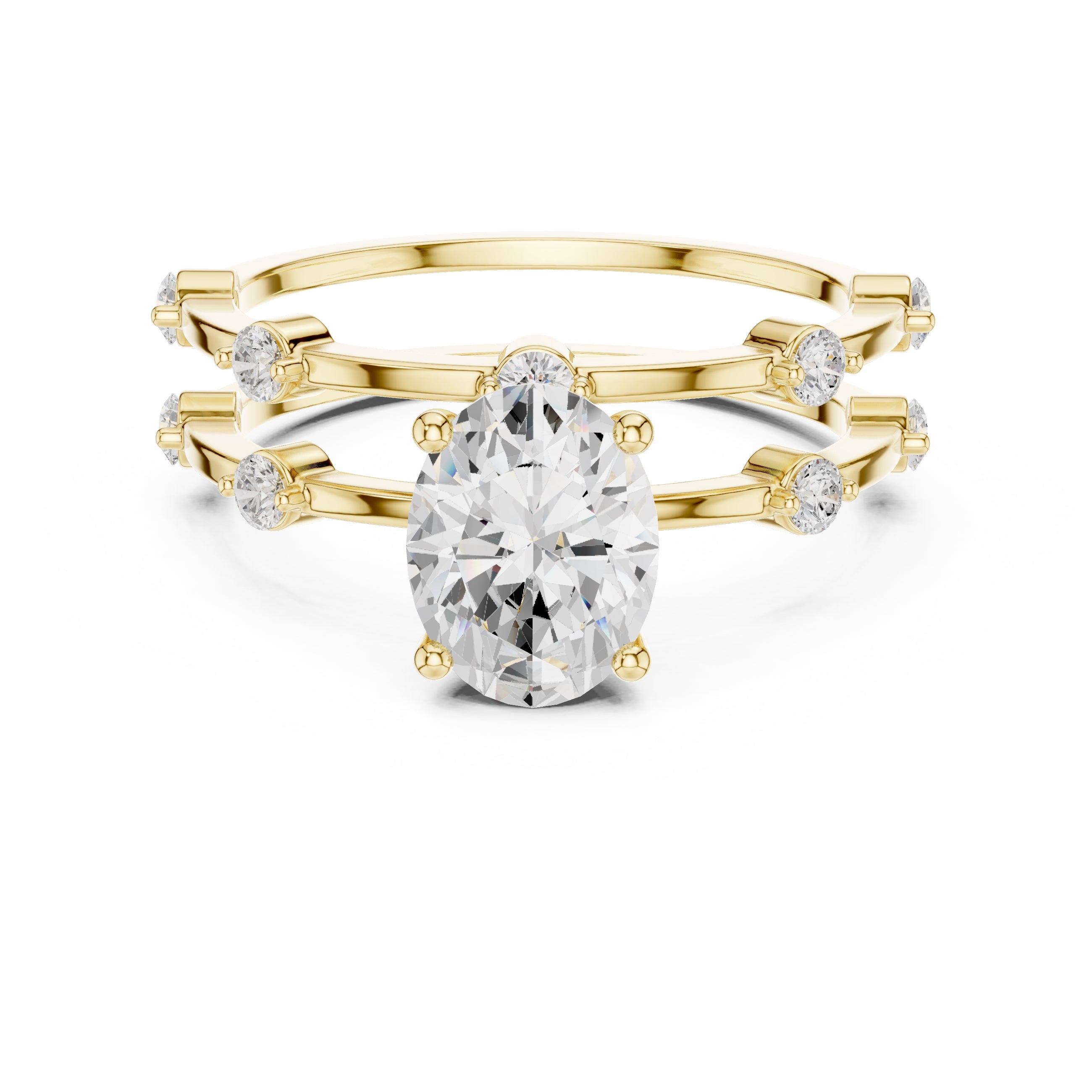 The Isla Double Band Oval 1.2ct Yellow Gold