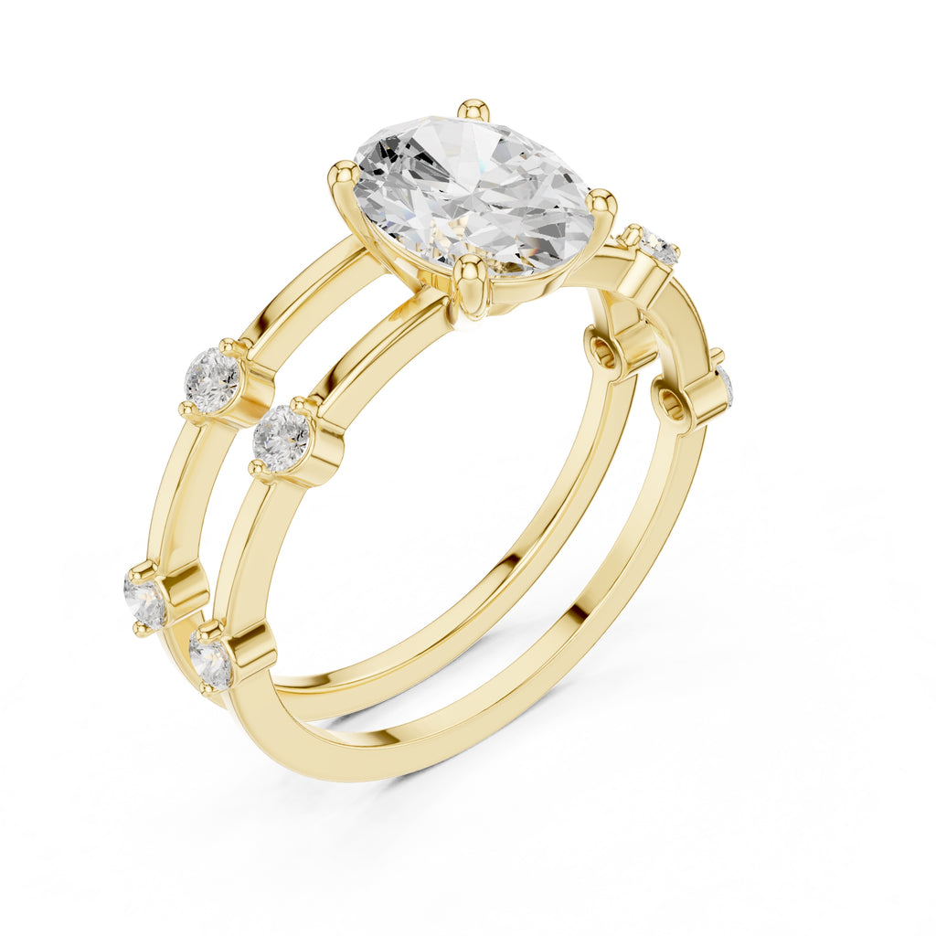 The Isla Double Band Oval 1.2ct Yellow Gold