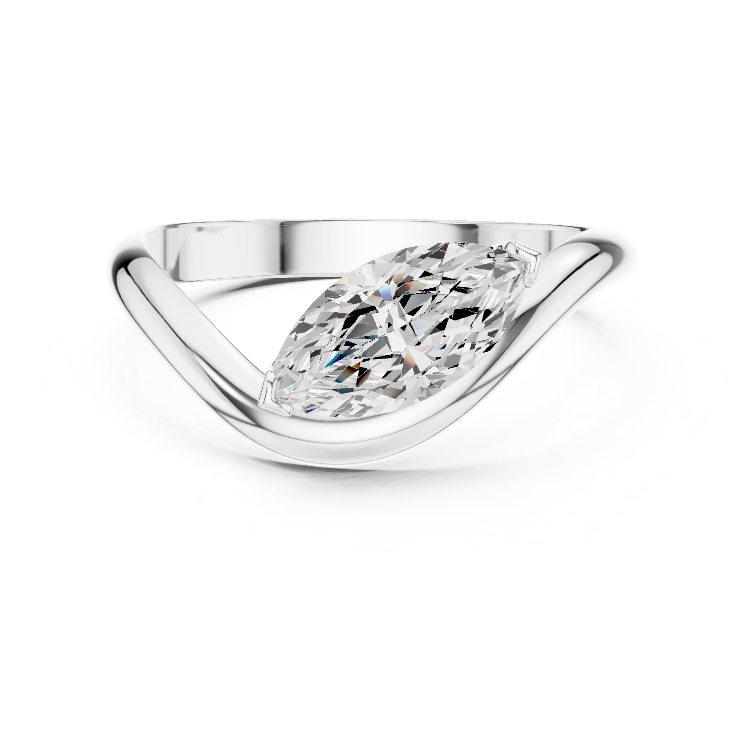 The Eden East-West Ring 0.9ct White Gold