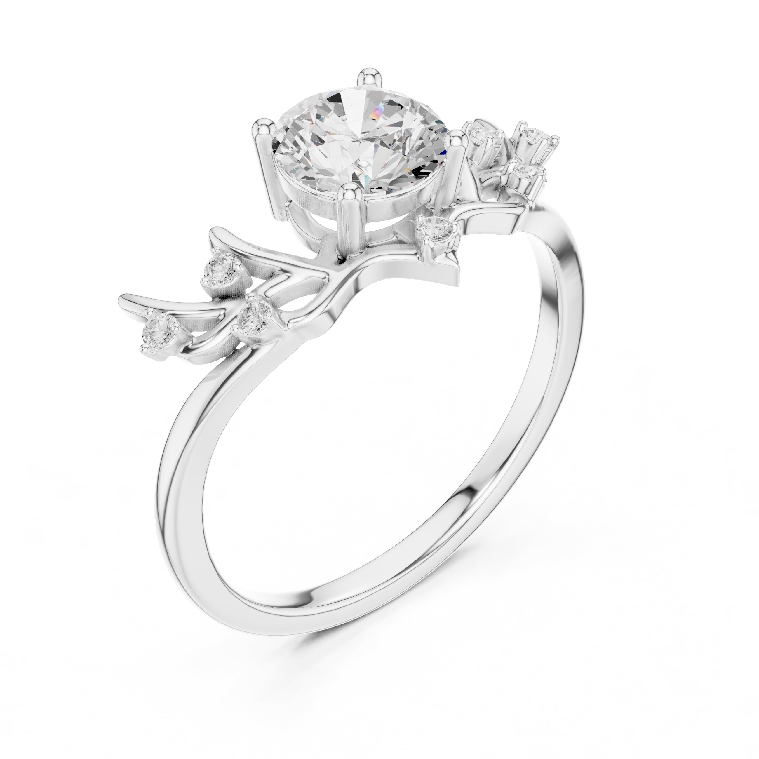 The Willow Branch Solitaire 0.85ct White Gold