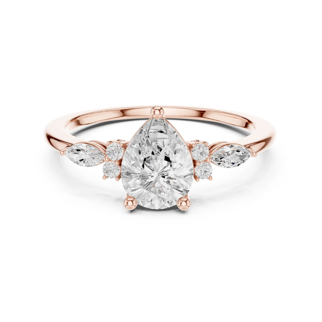 The Valencia Pear Cluster Ring 1ct Rose Gold
