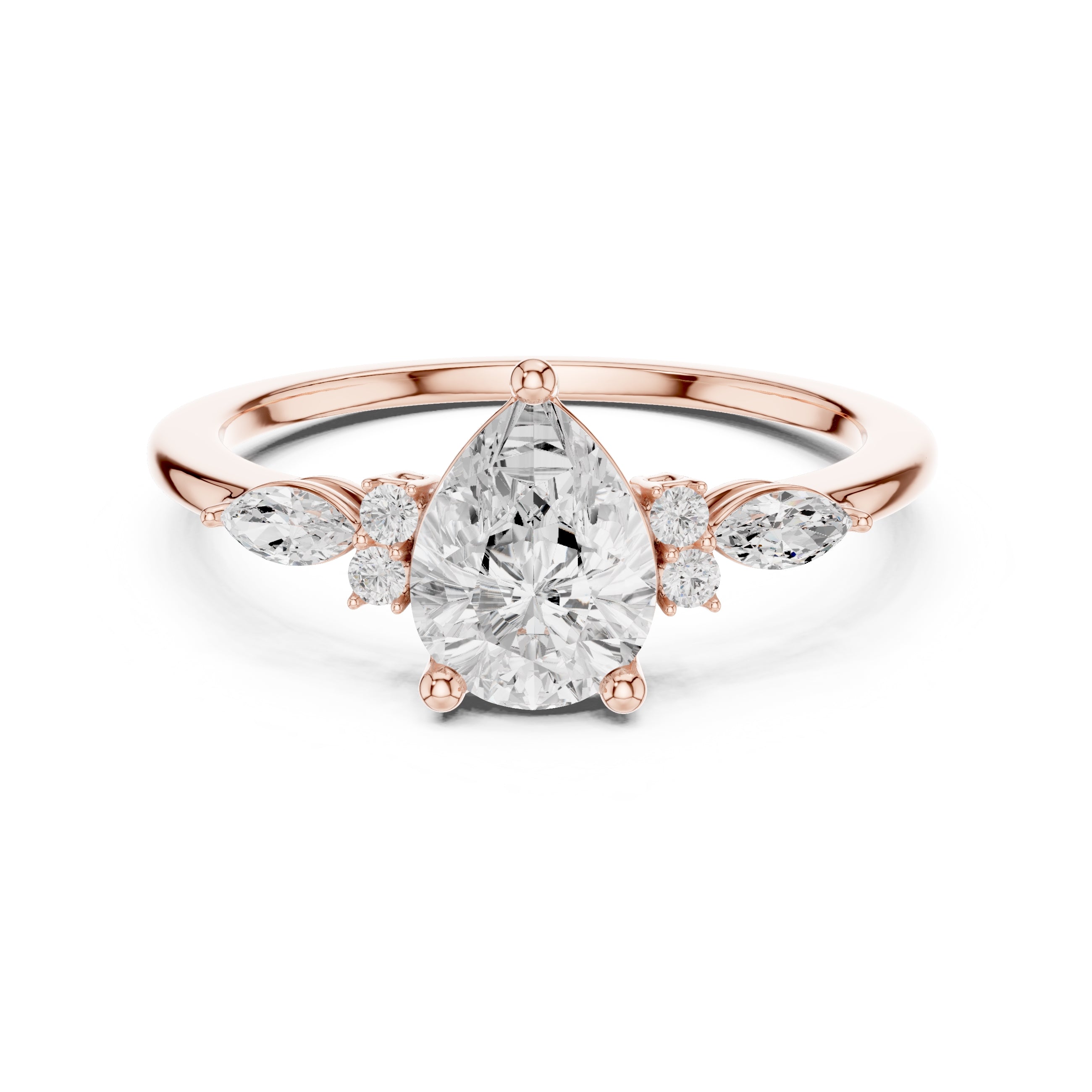 The Valencia Pear Cluster Ring 1ct Rose Gold