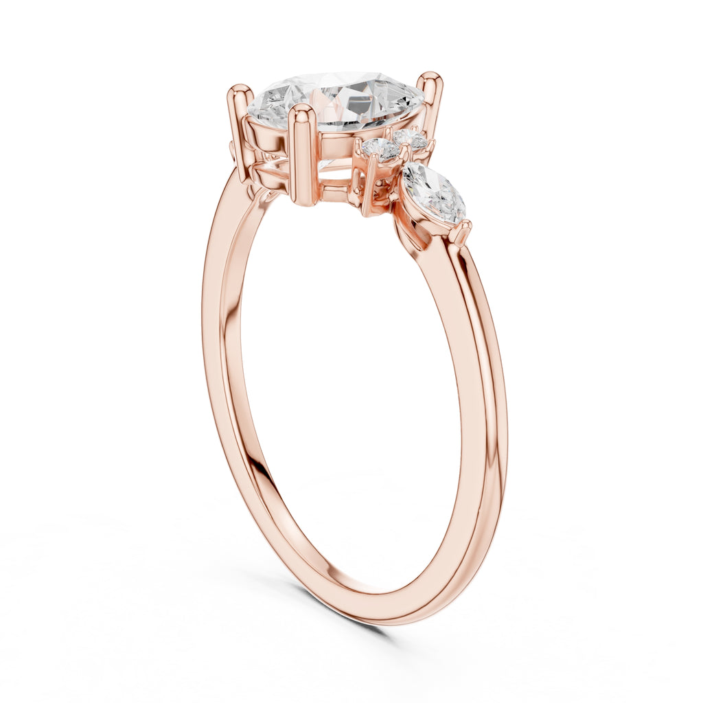 The Valencia Pear Cluster Ring 1ct Rose Gold