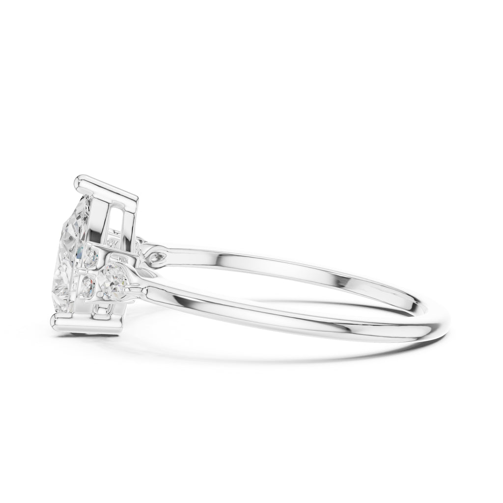 The Valencia Pear Cluster Ring 1ct White Gold