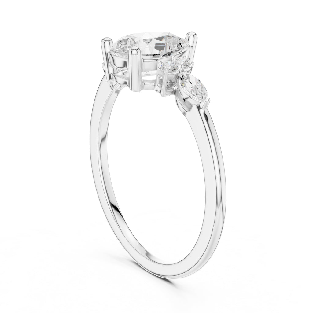 The Valencia Pear Cluster Ring 1ct White Gold