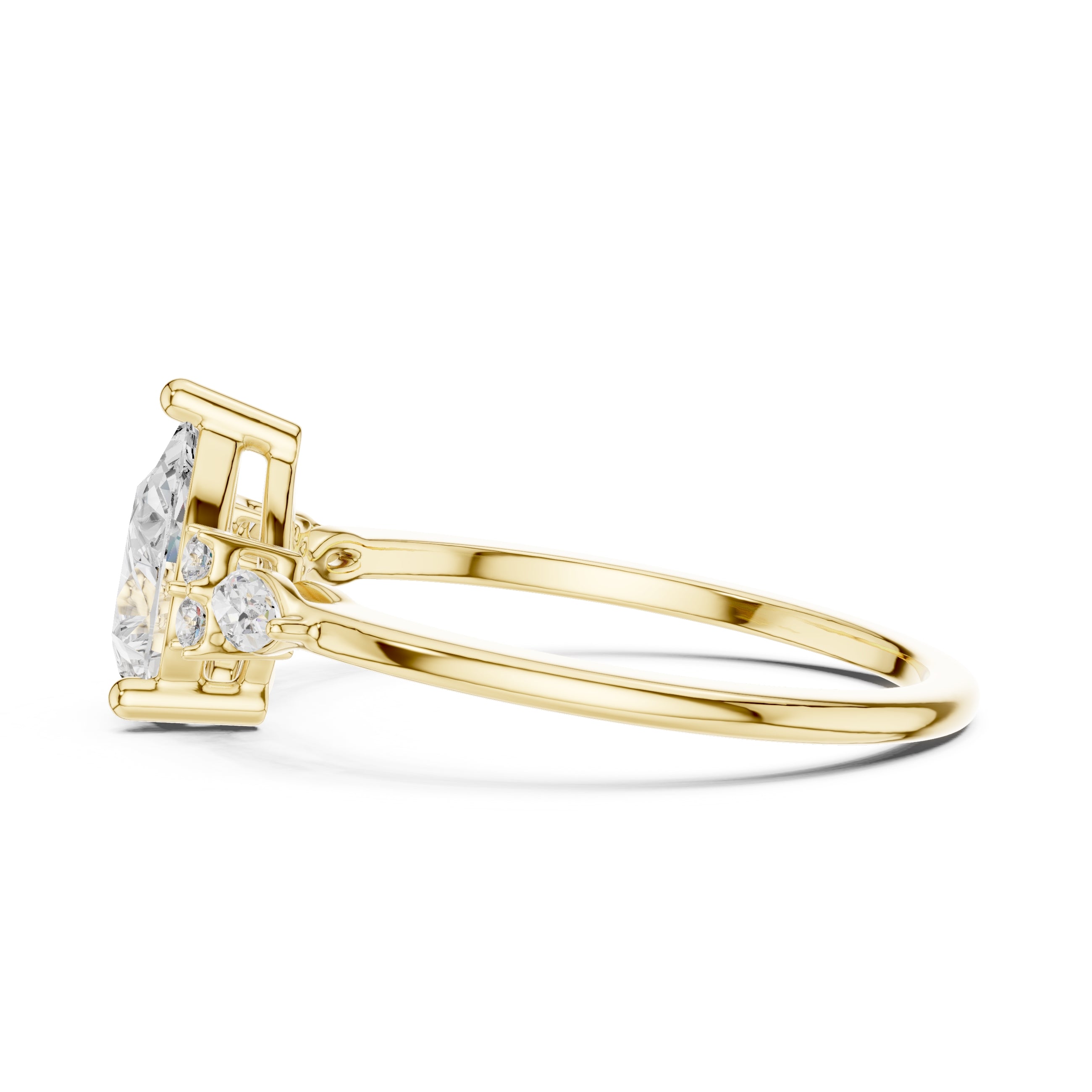 The Valencia Pear Cluster Ring 1ct Yellow Gold