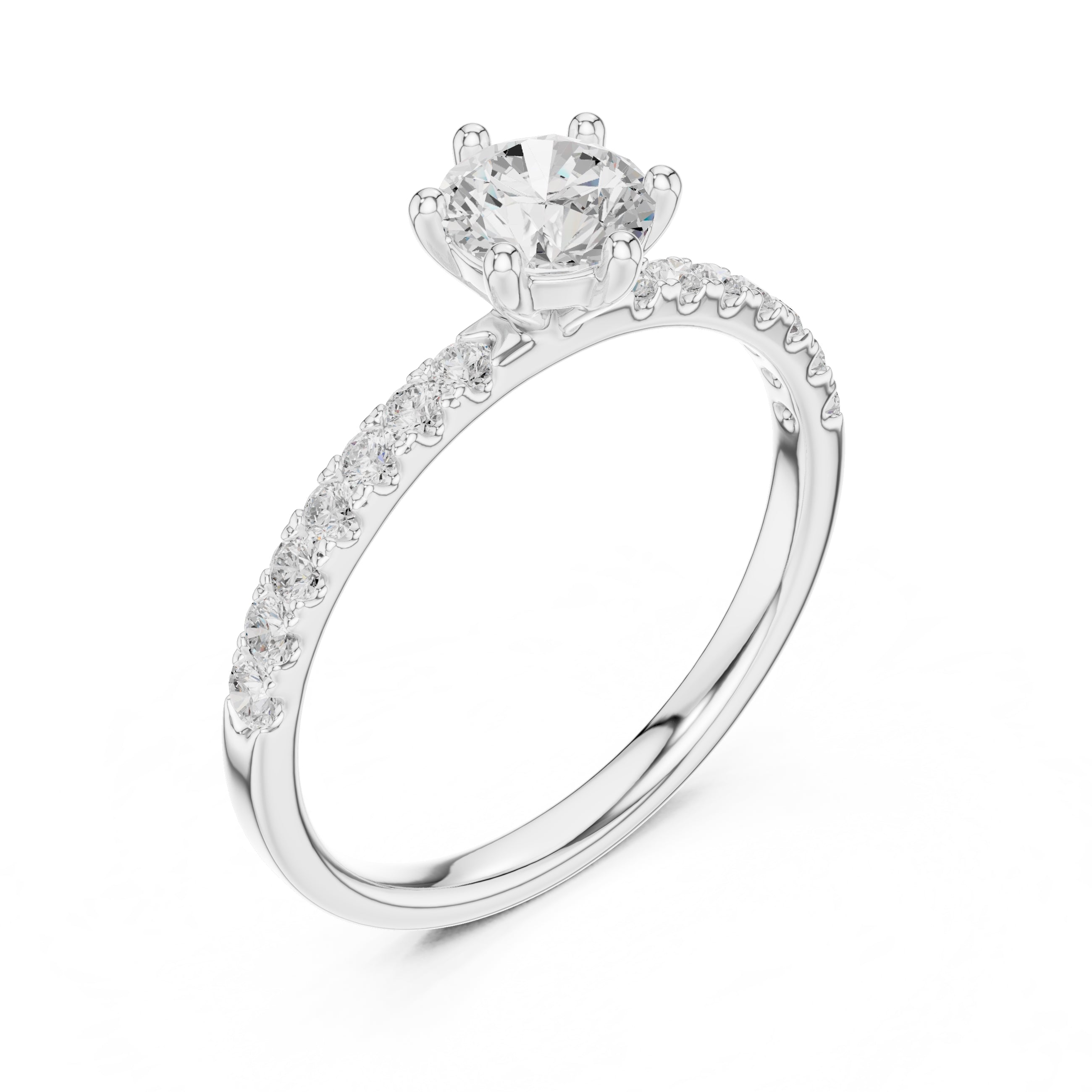 The Elara Pavé Solitaire 0.65ct White Gold