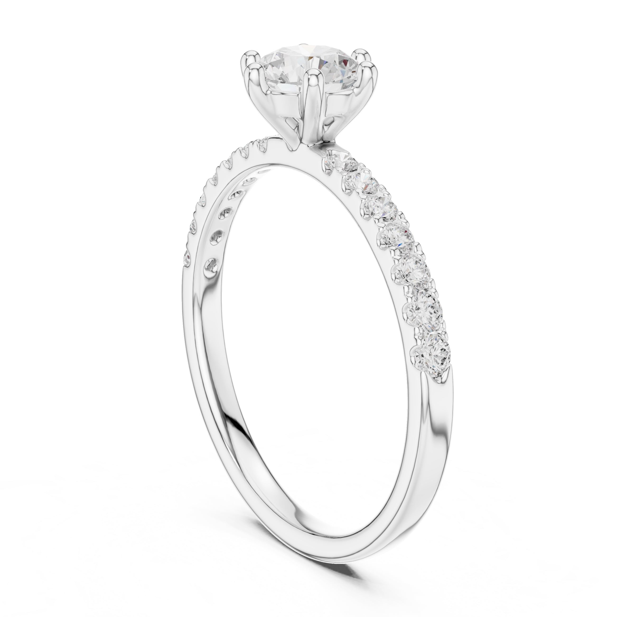 The Elara Pavé Solitaire 0.65ct White Gold