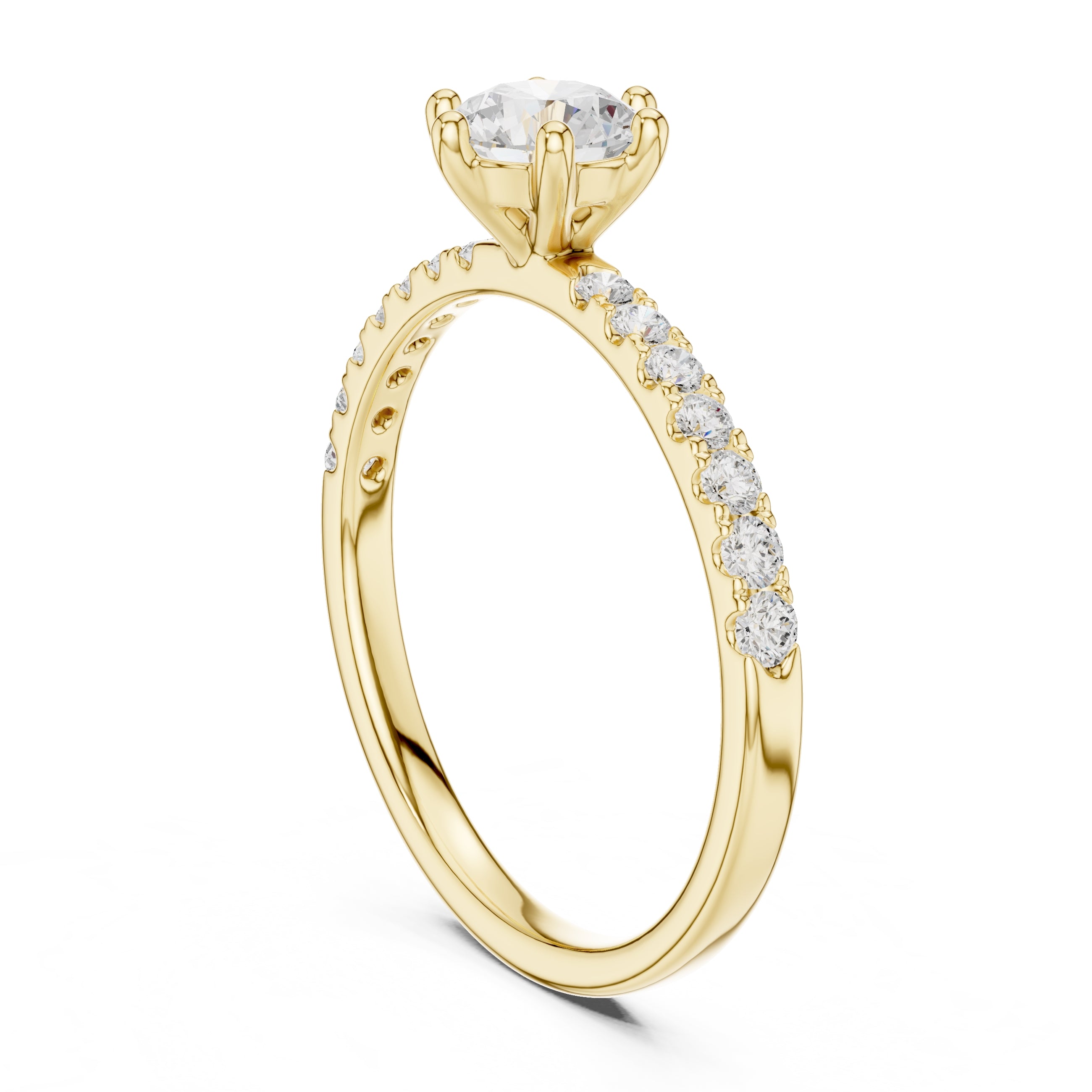 The Elara Pavé Solitaire 0.65ct Yellow Gold