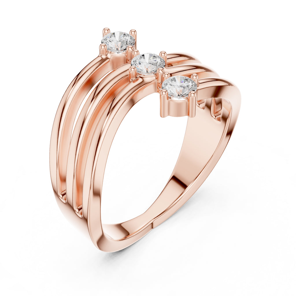 The Trinity Wave Ring Rose Gold