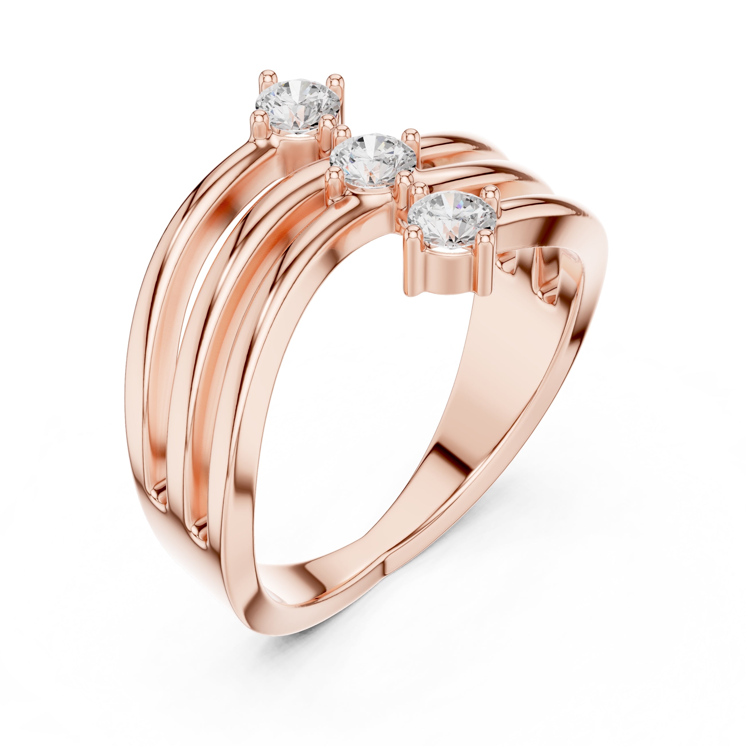 The Trinity Wave Ring Rose Gold