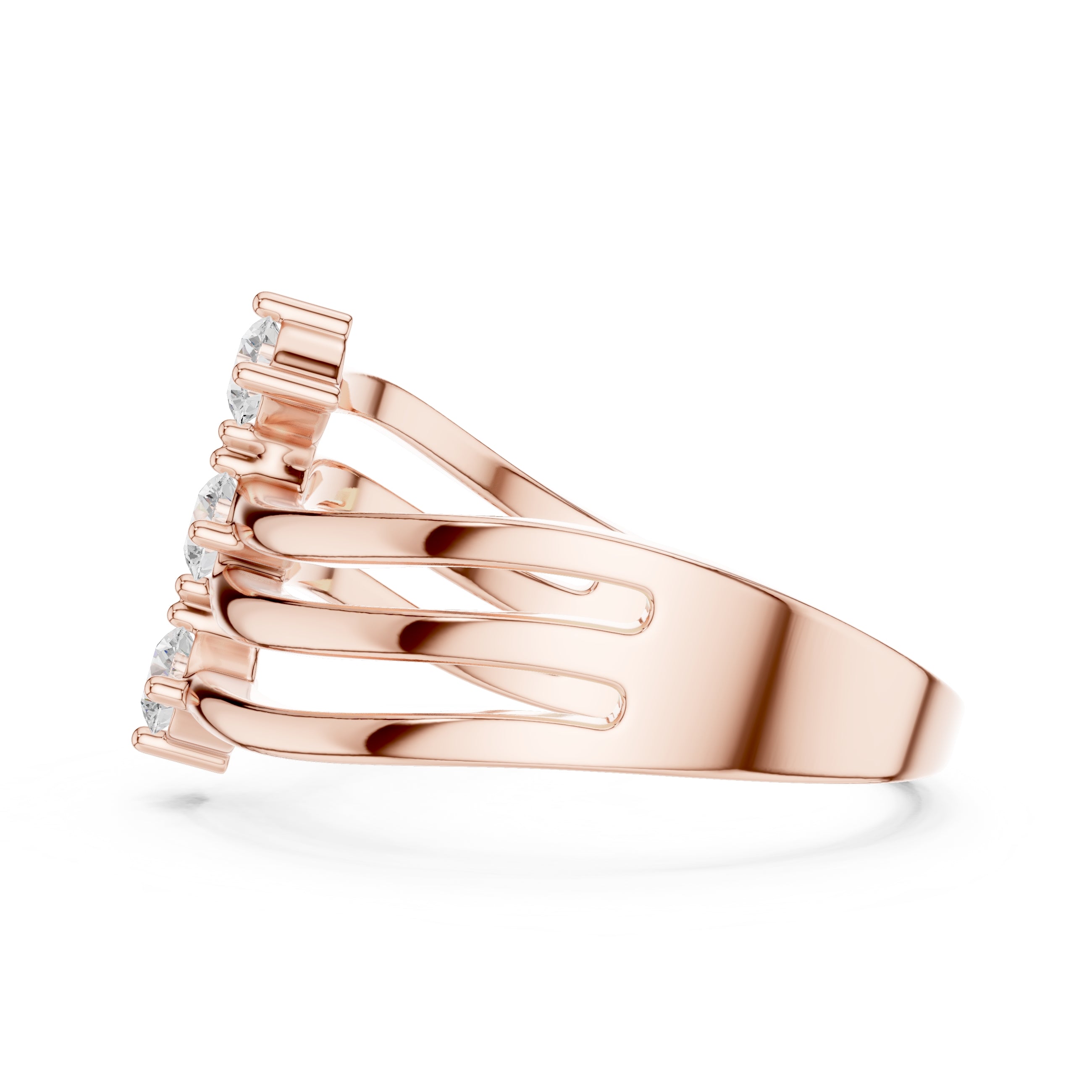 The Trinity Wave Ring Rose Gold