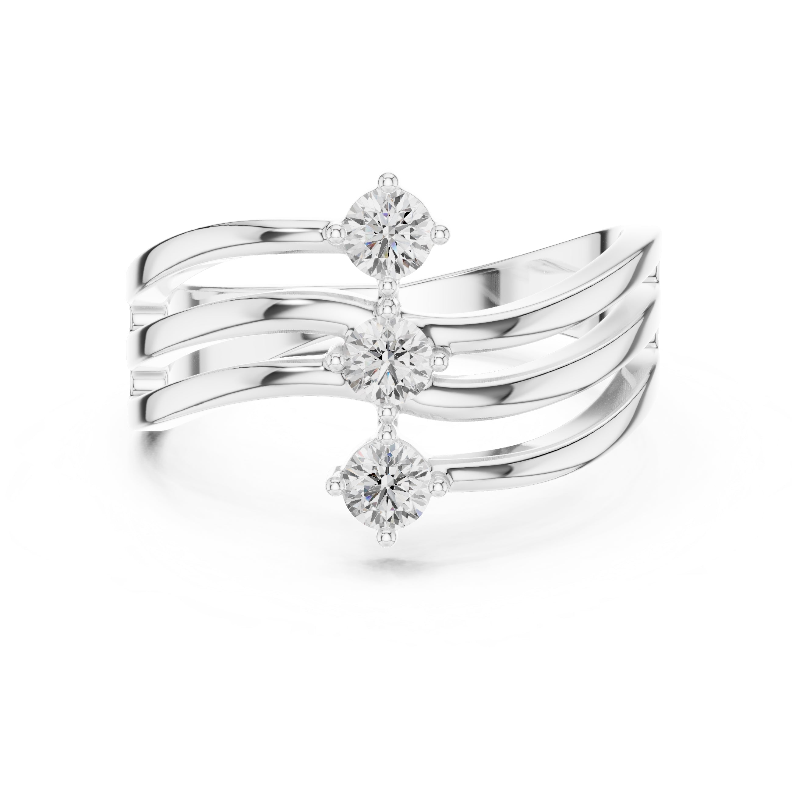 The Trinity Wave Ring White Gold