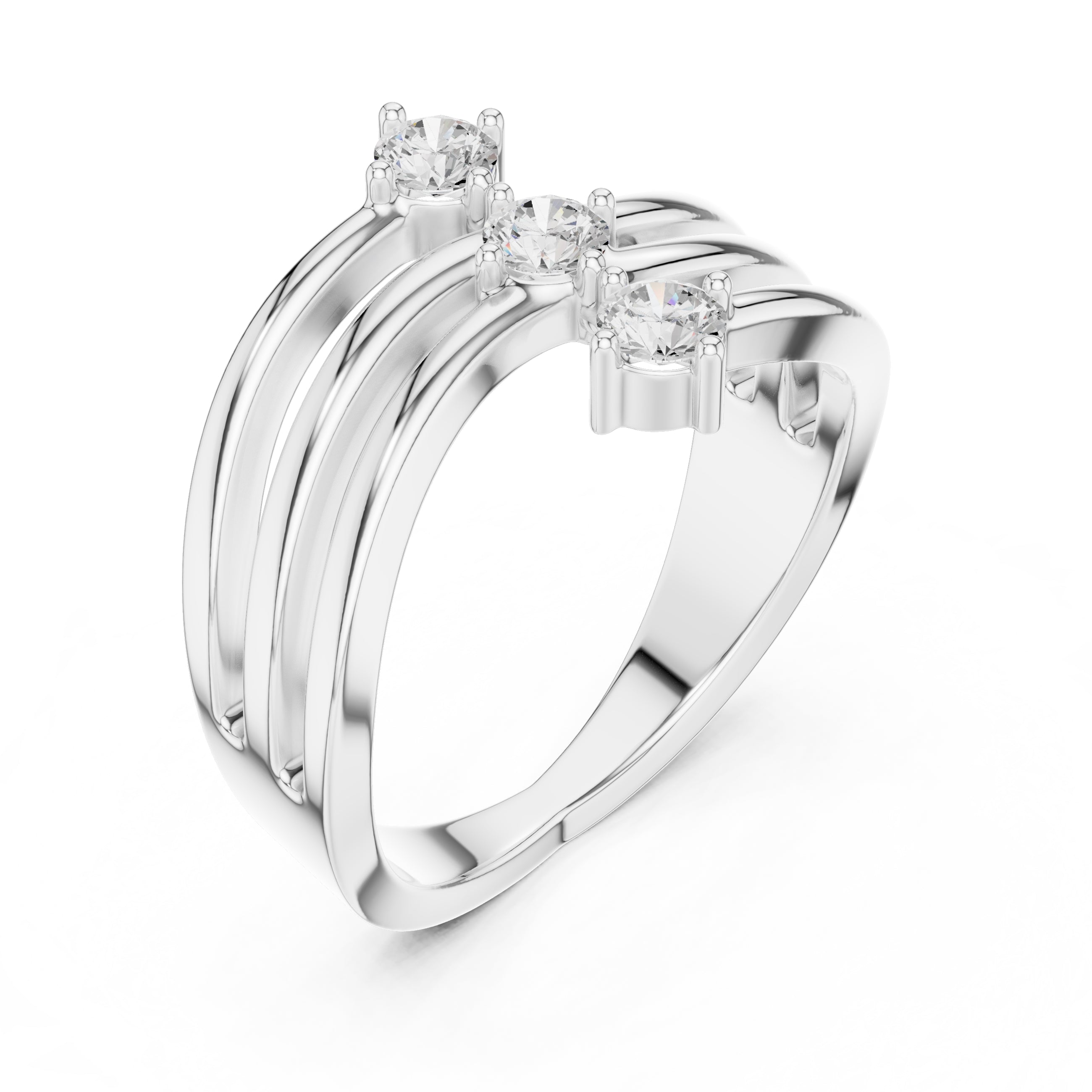 The Trinity Wave Ring White Gold