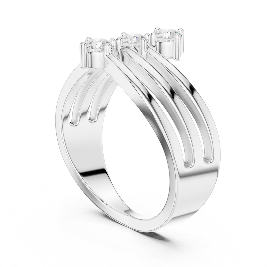 The Trinity Wave Ring White Gold