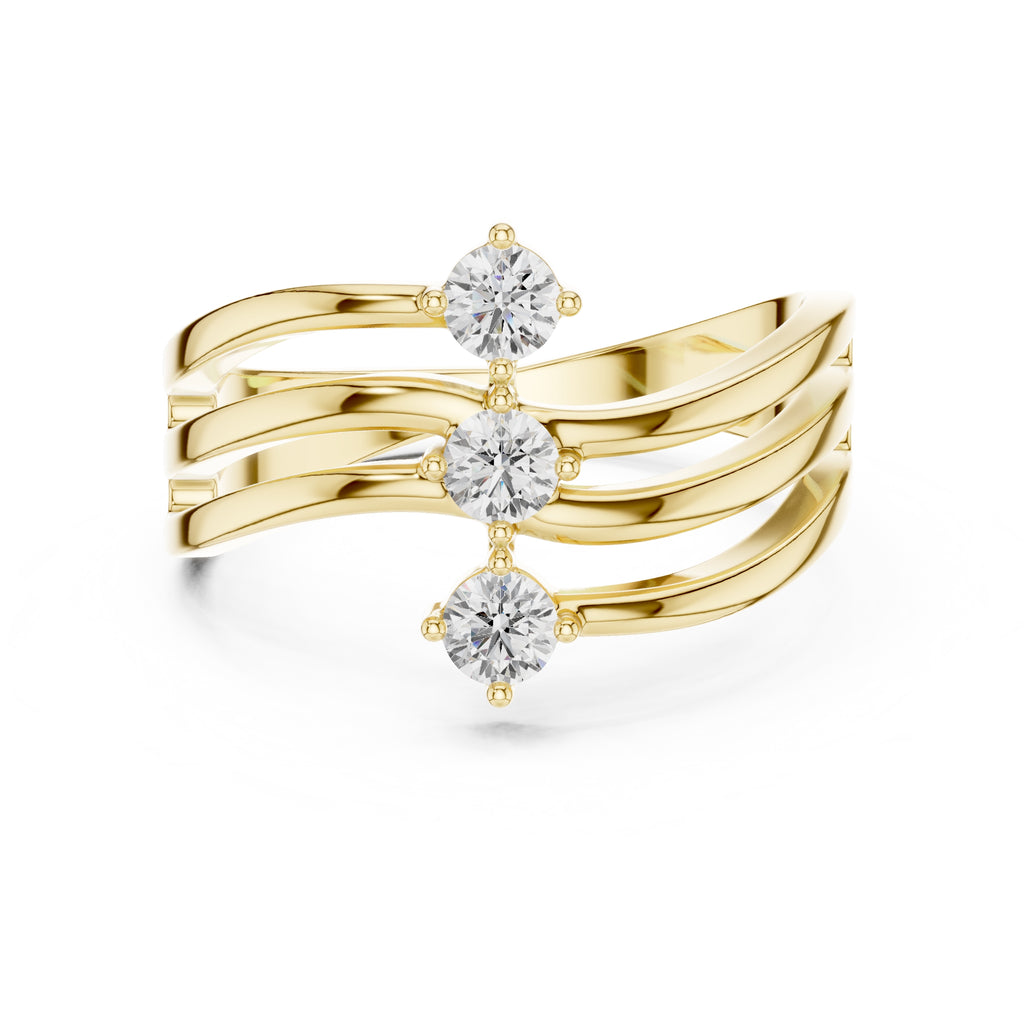 The Trinity Wave Ring Yellow Gold
