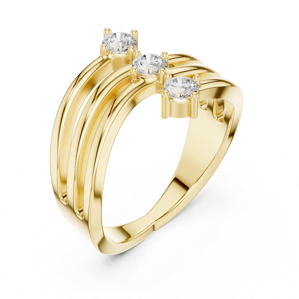 The Trinity Wave Ring Yellow Gold