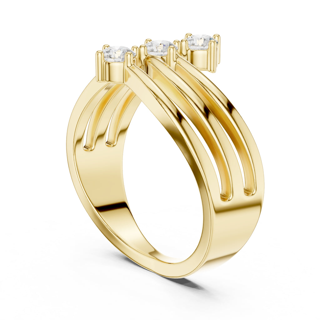 The Trinity Wave Ring Yellow Gold