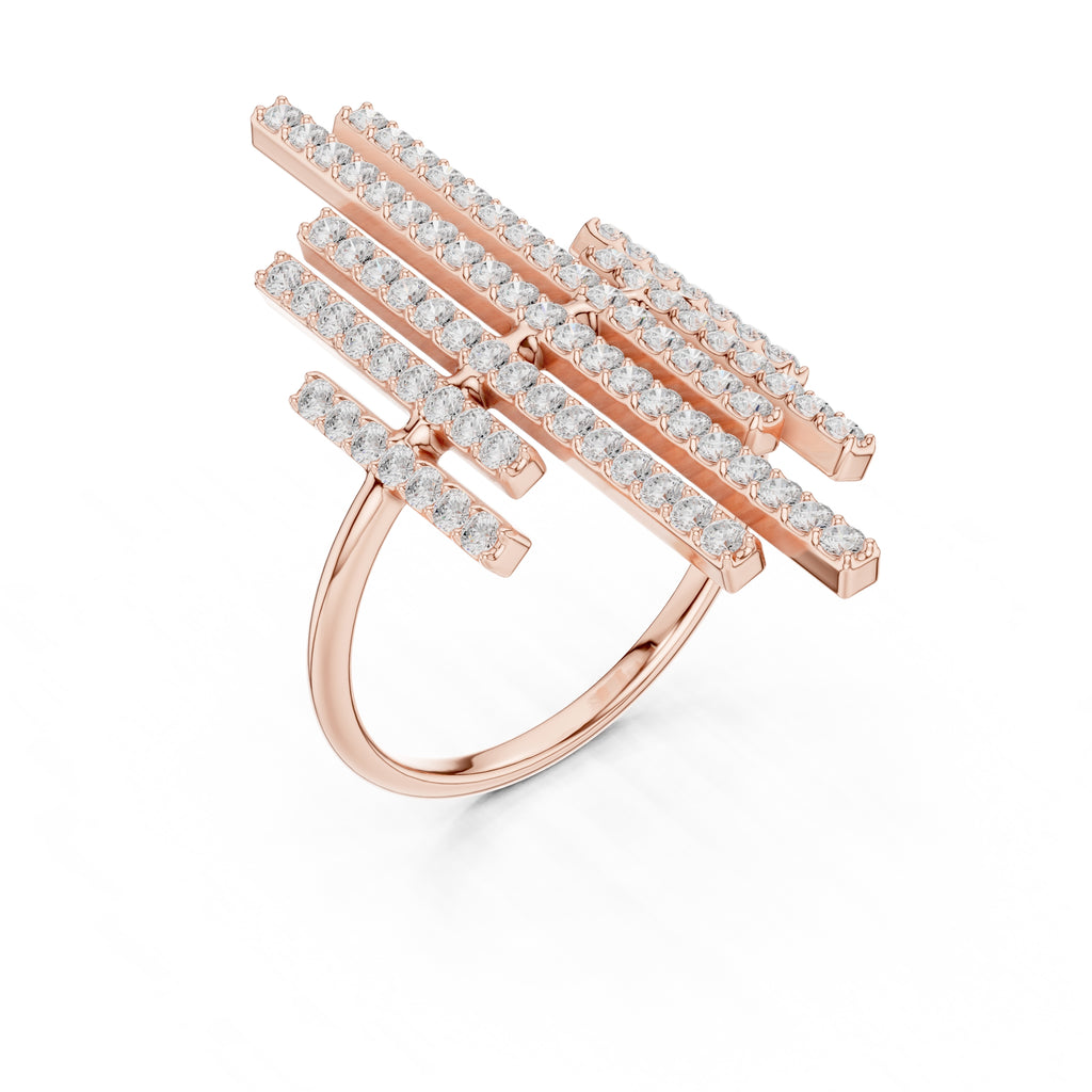 The Metropolis Pavé Statement Ring Rose Gold