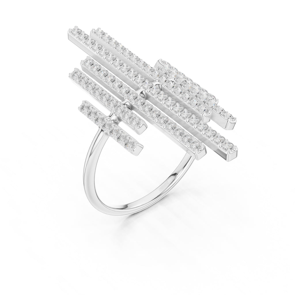 The Metropolis Pavé Statement Ring White Gold