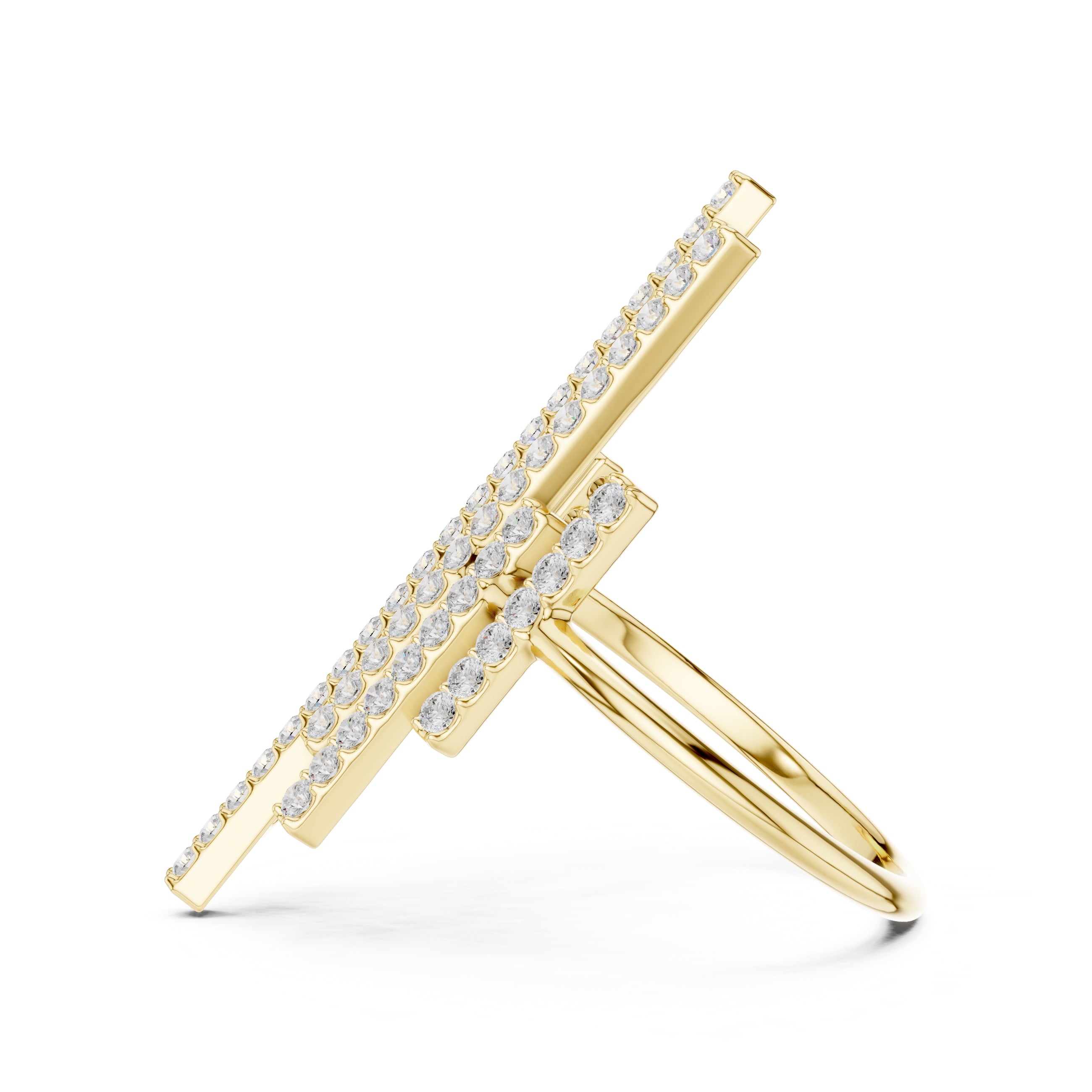 The Metropolis Pavé Statement Ring Yellow Gold