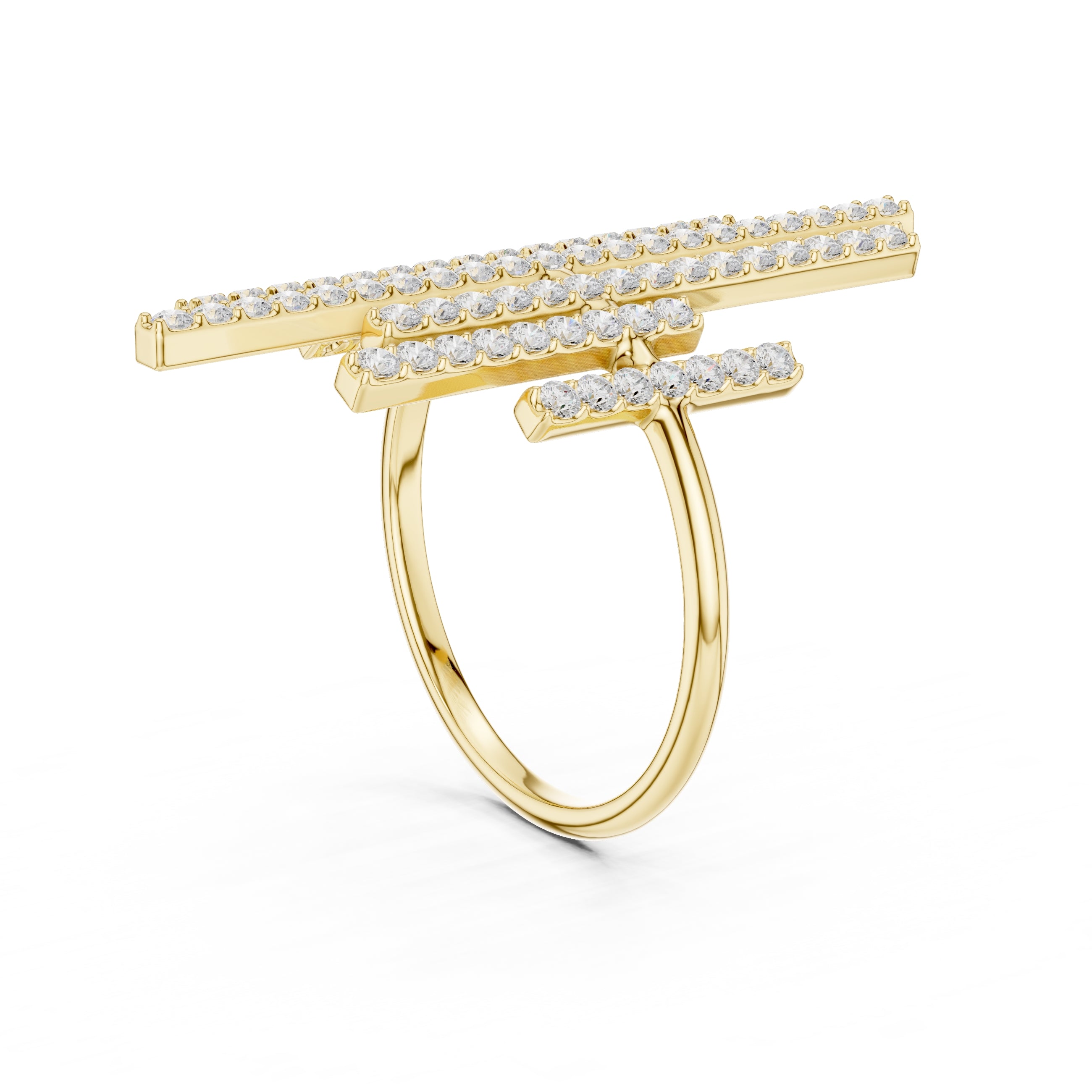 The Metropolis Pavé Statement Ring Yellow Gold