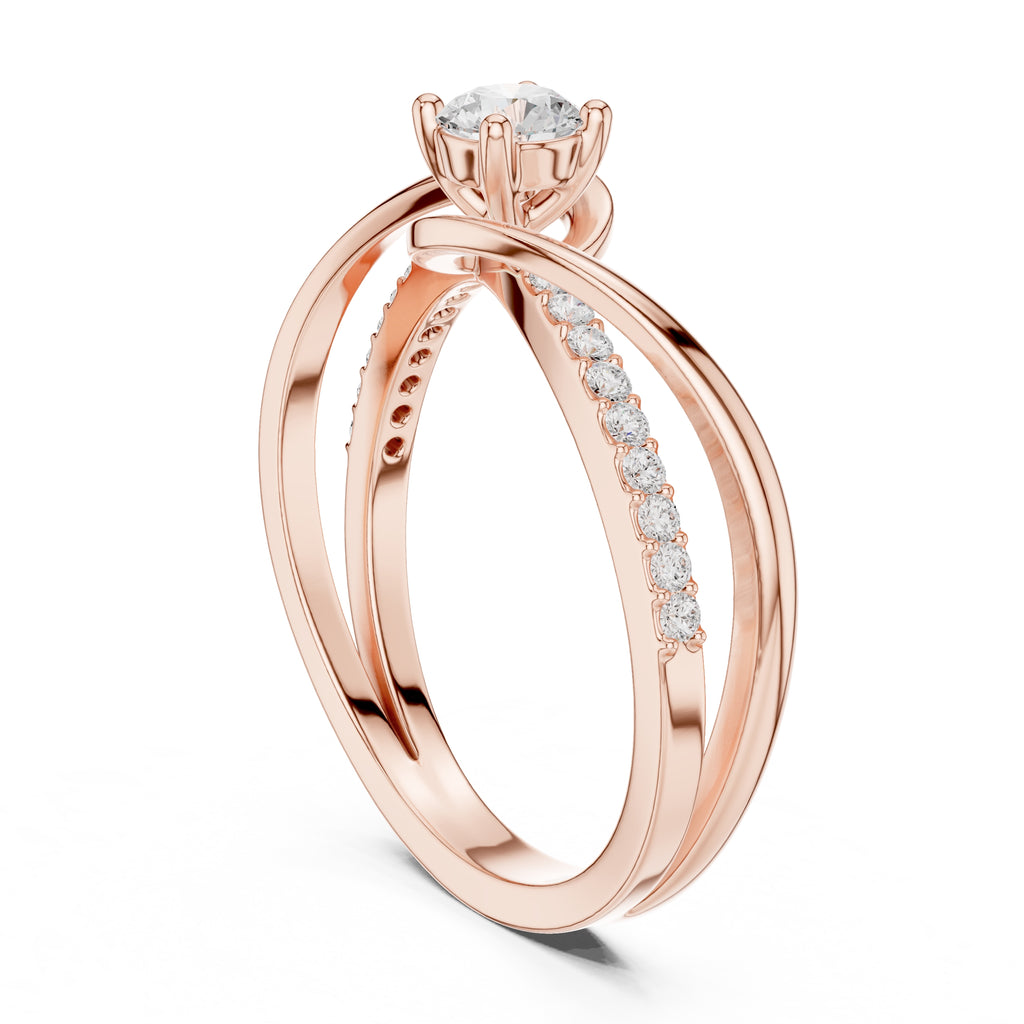 The Aria Pavé Twist Ring 0.3ct Rose Gold