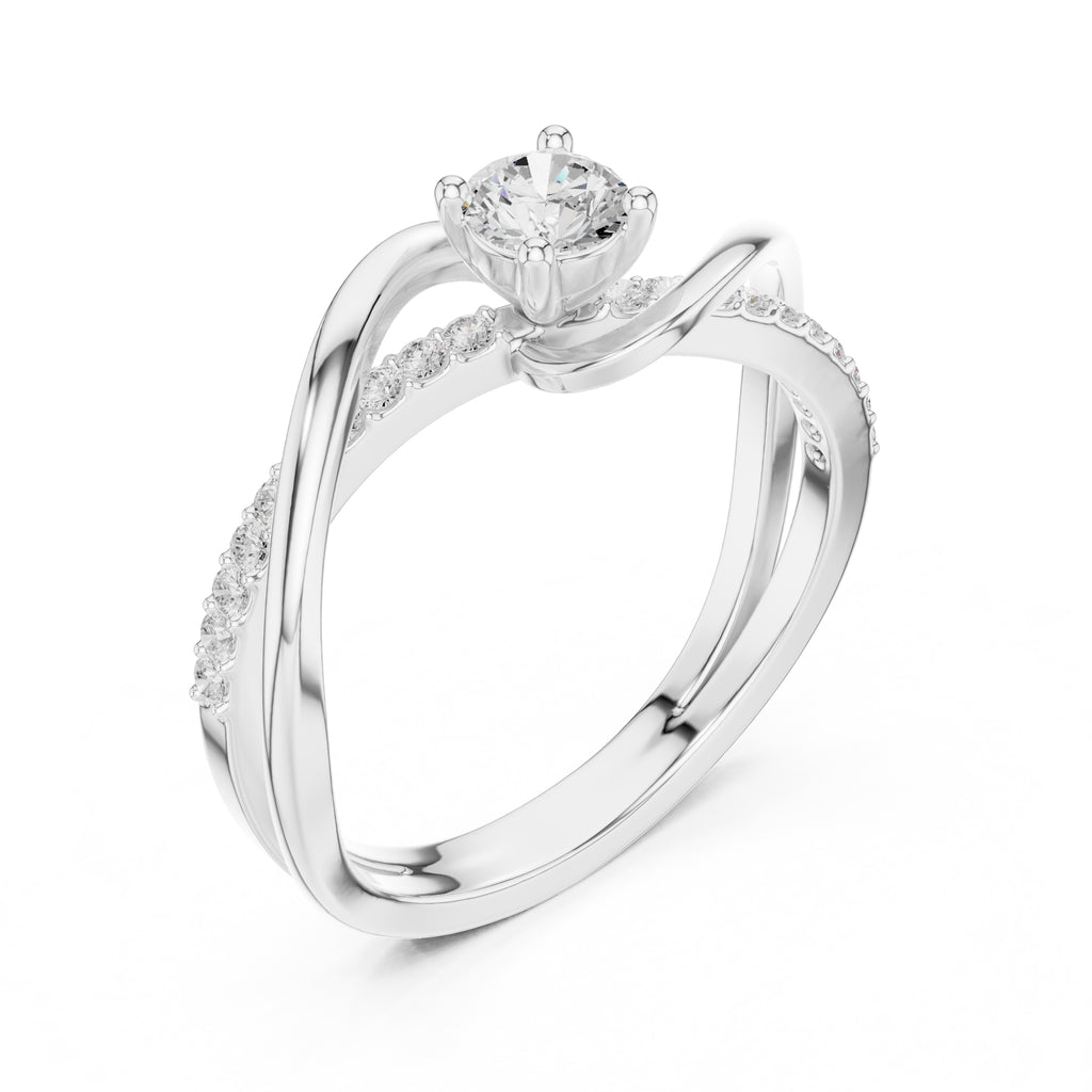 The Aria Pavé Twist Ring 0.3ct White Gold