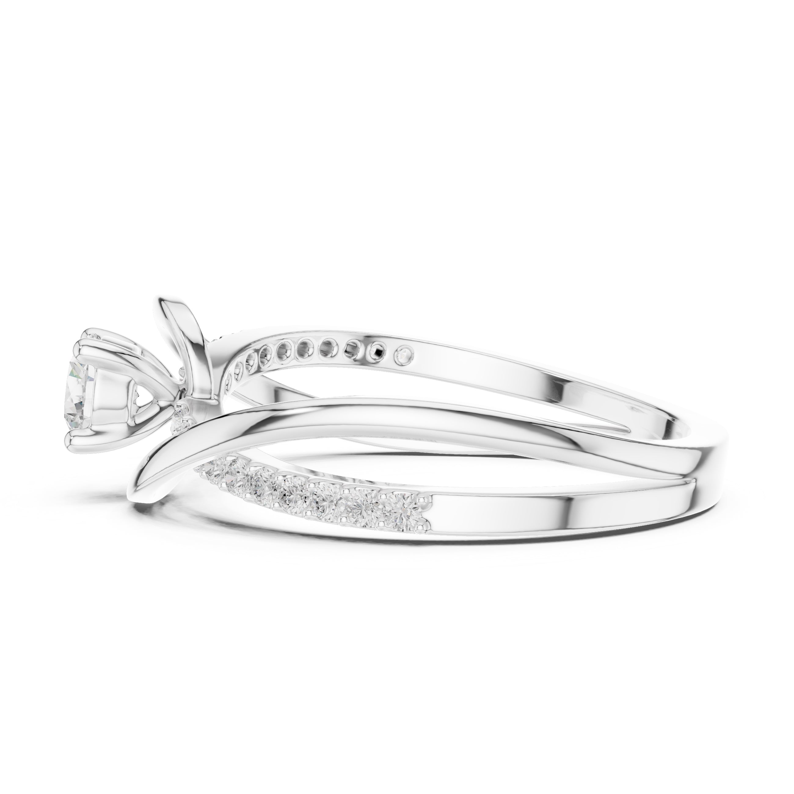 The Aria Pavé Twist Ring 0.3ct White Gold