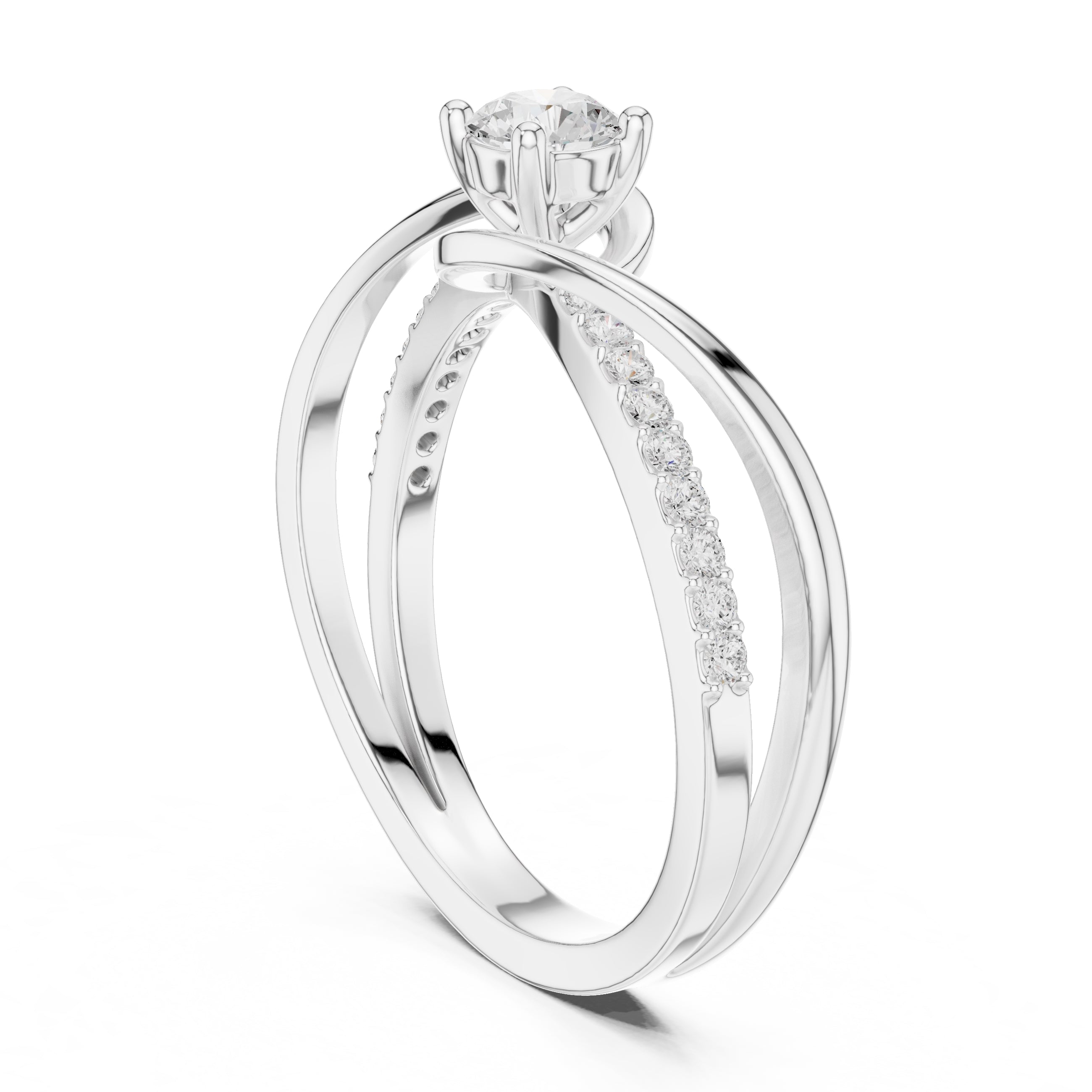 The Aria Pavé Twist Ring 0.3ct White Gold