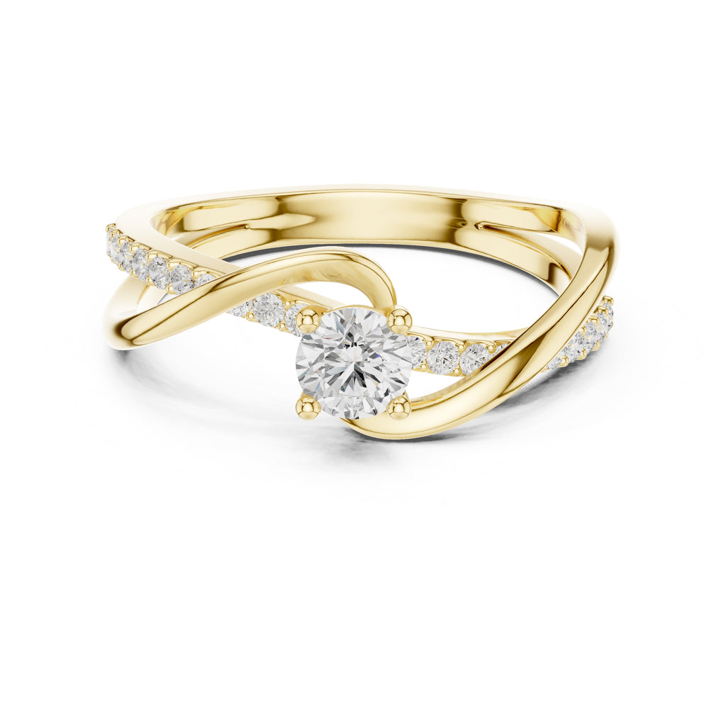 The Aria Pavé Twist Ring 0.3ct Yellow Gold