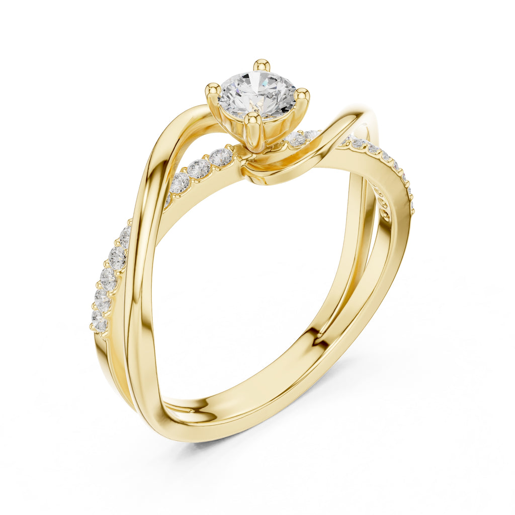 The Aria Pavé Twist Ring 0.3ct Yellow Gold