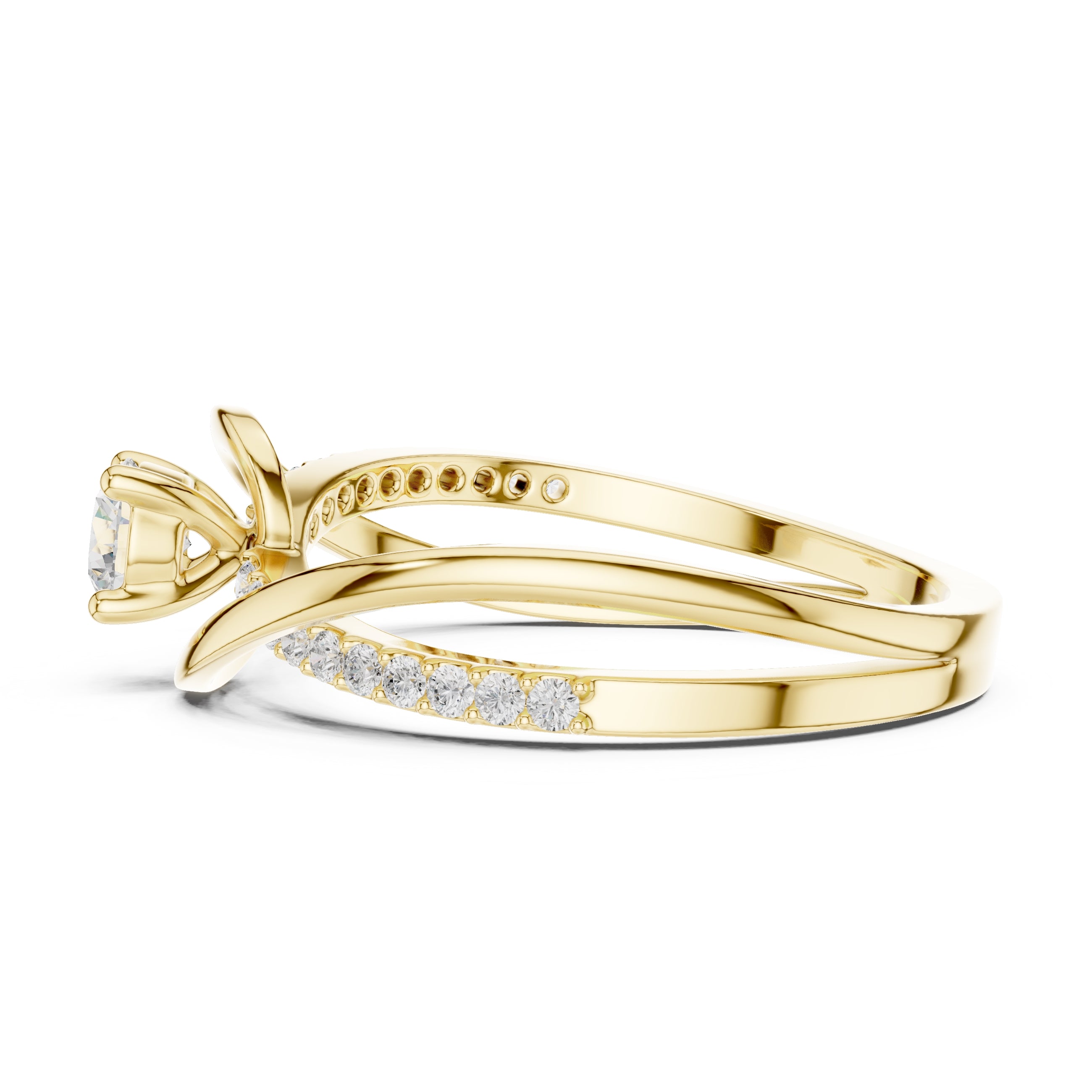 The Aria Pavé Twist Ring 0.3ct Yellow Gold