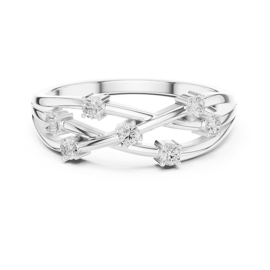 The Celeste Criss-Cross Ring White Gold