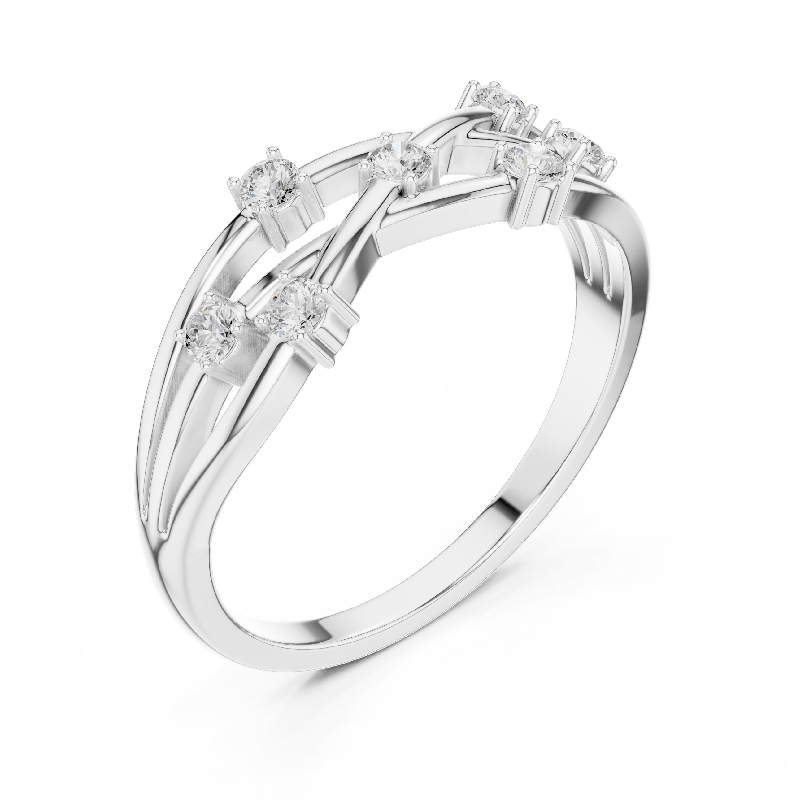 The Celeste Criss-Cross Ring White Gold