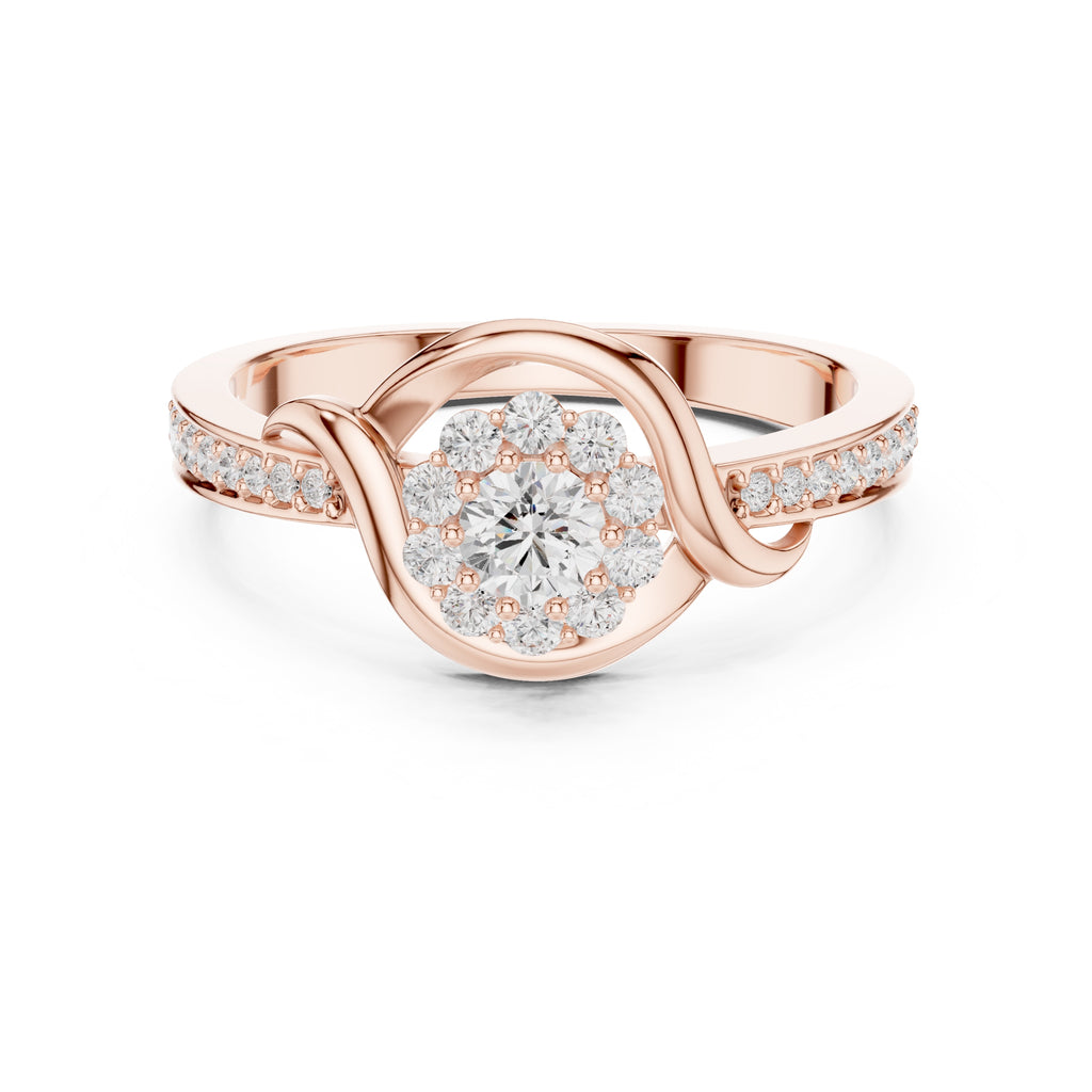 The Lotus Halo Solitaire 0.17ct Rose Gold