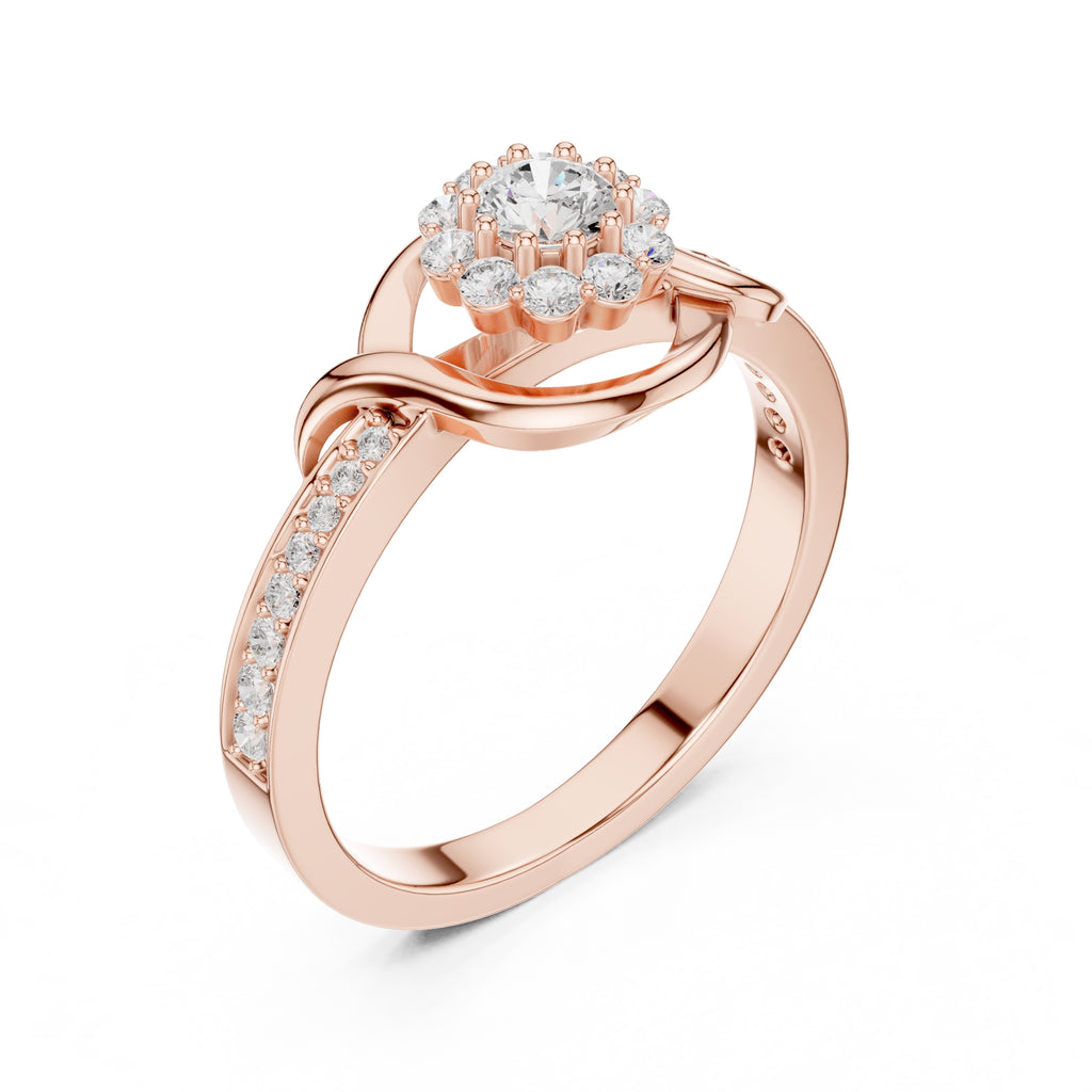 The Lotus Halo Solitaire 0.17ct Rose Gold