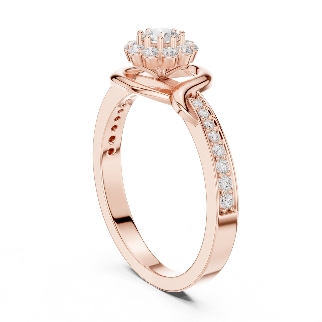 The Lotus Halo Solitaire 0.17ct Rose Gold